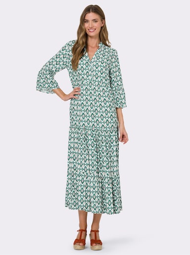 heine Maxikleid aus Viskose - smaragd-apricot-bedruckt