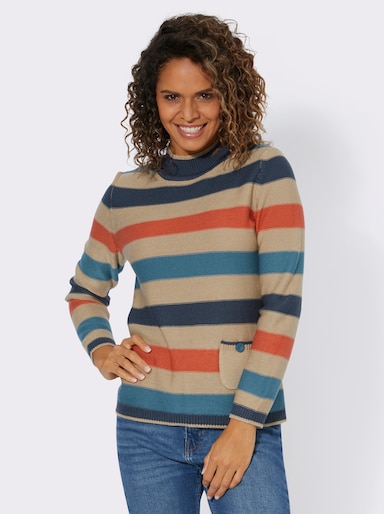 Langarm-Pullover mit Blockstreifen - topas-terra-geringelt