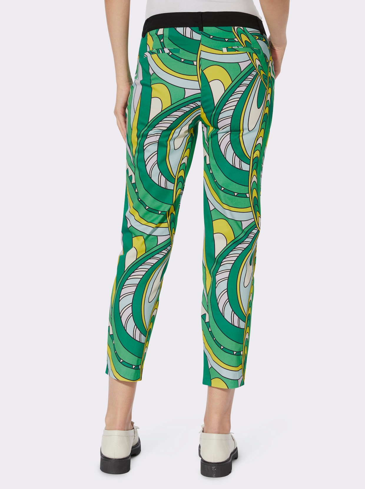 heine Broek met print - grasgroen/champagne bedrukt