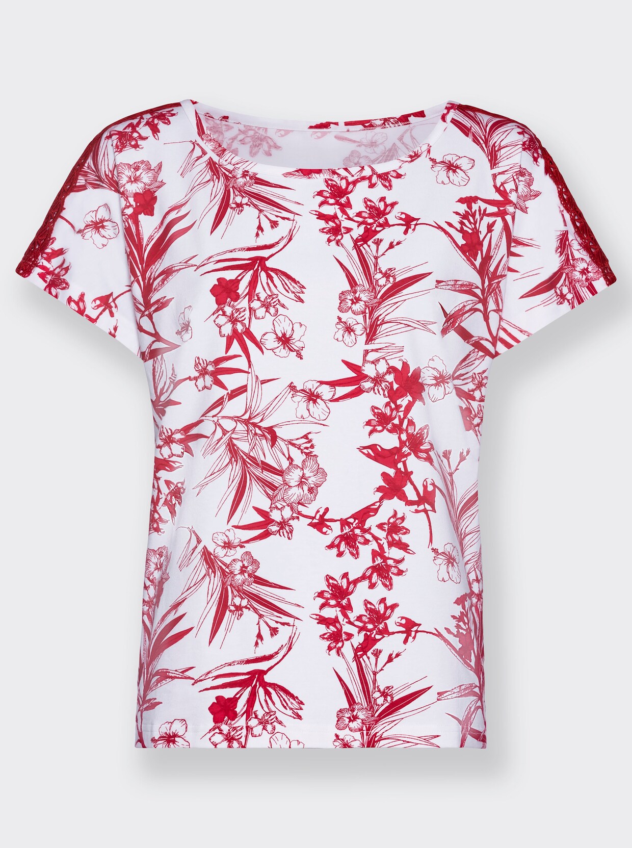 Print-Shirt - ecru-rot-bedruckt