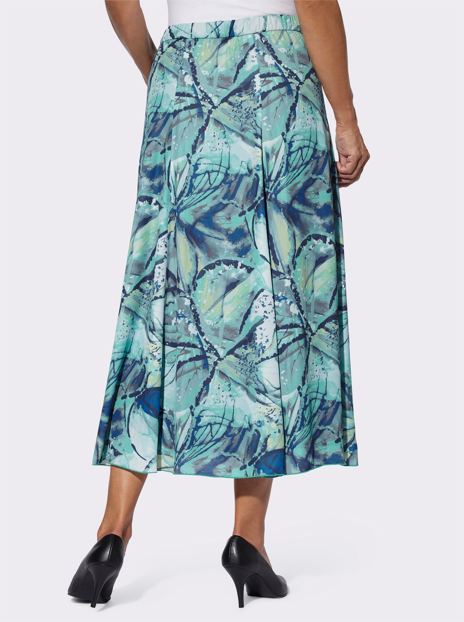 Bahnenrock mit Rundum-Dehnbund - ozean-marine-bedruckt