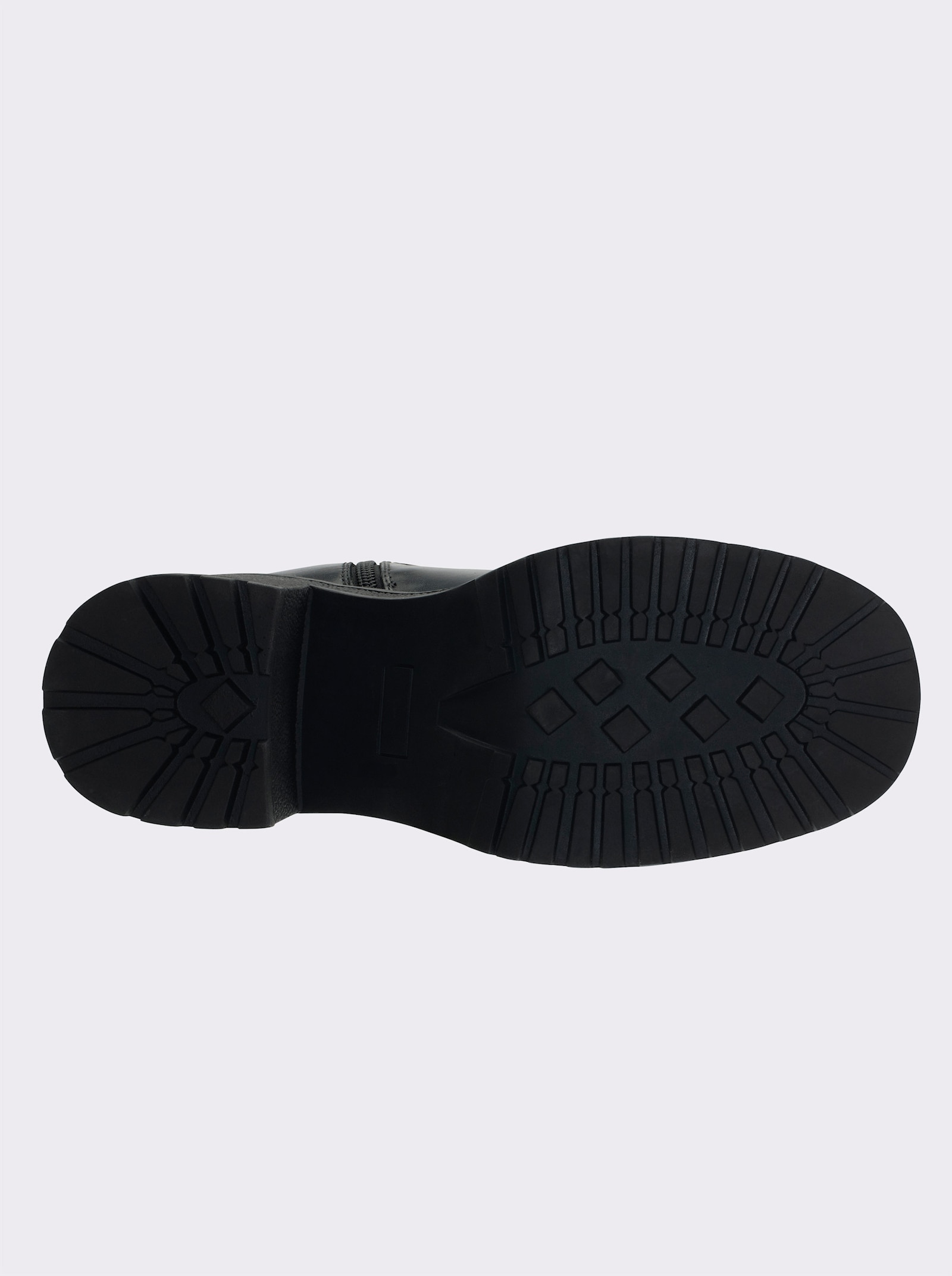sheego Weitschaftstiefel mit Zierband und Plateausohle - schwarz