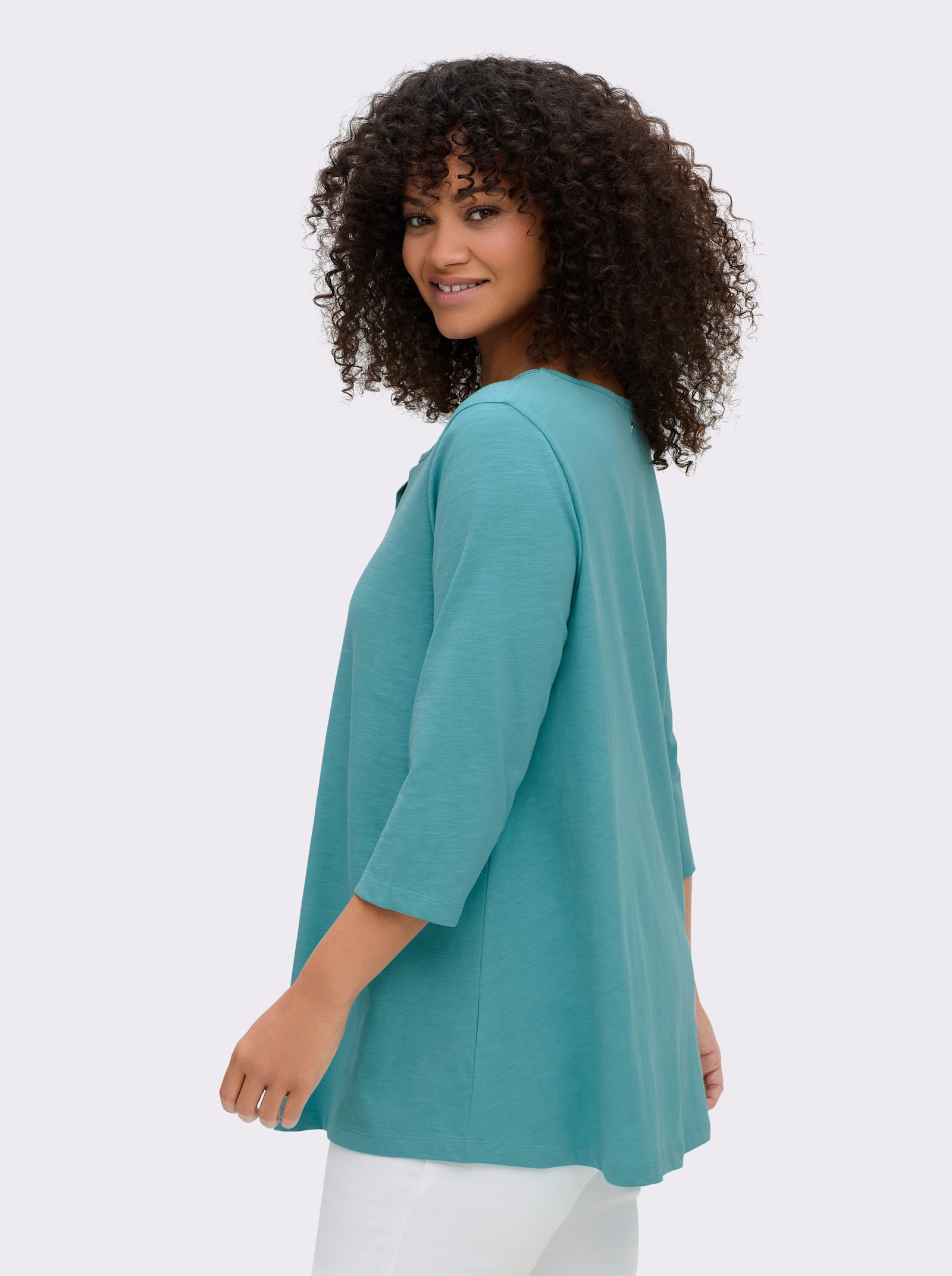 sheego 3/4-Arm-Shirt mit Cut-out vorn - ozean