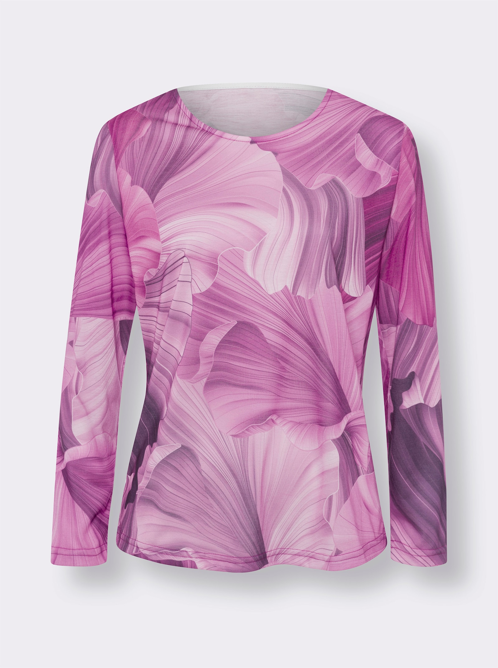 Langarmshirt aus pflegeleichtem Polyester - rosé-magenta-bedruckt