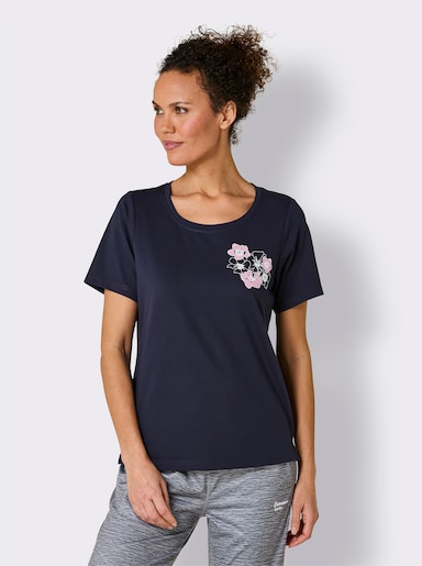 Catamaran Sports Freizeitshirt mit Blütendruck - marine