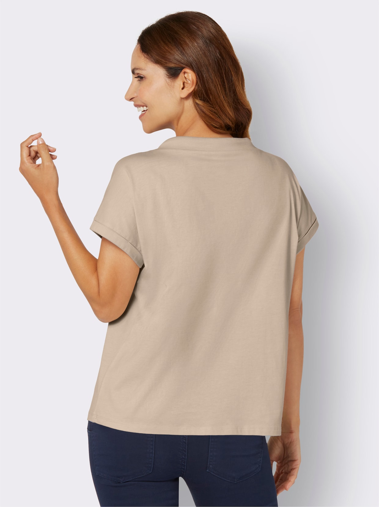 Shirt met korte mouwen - zand geprint