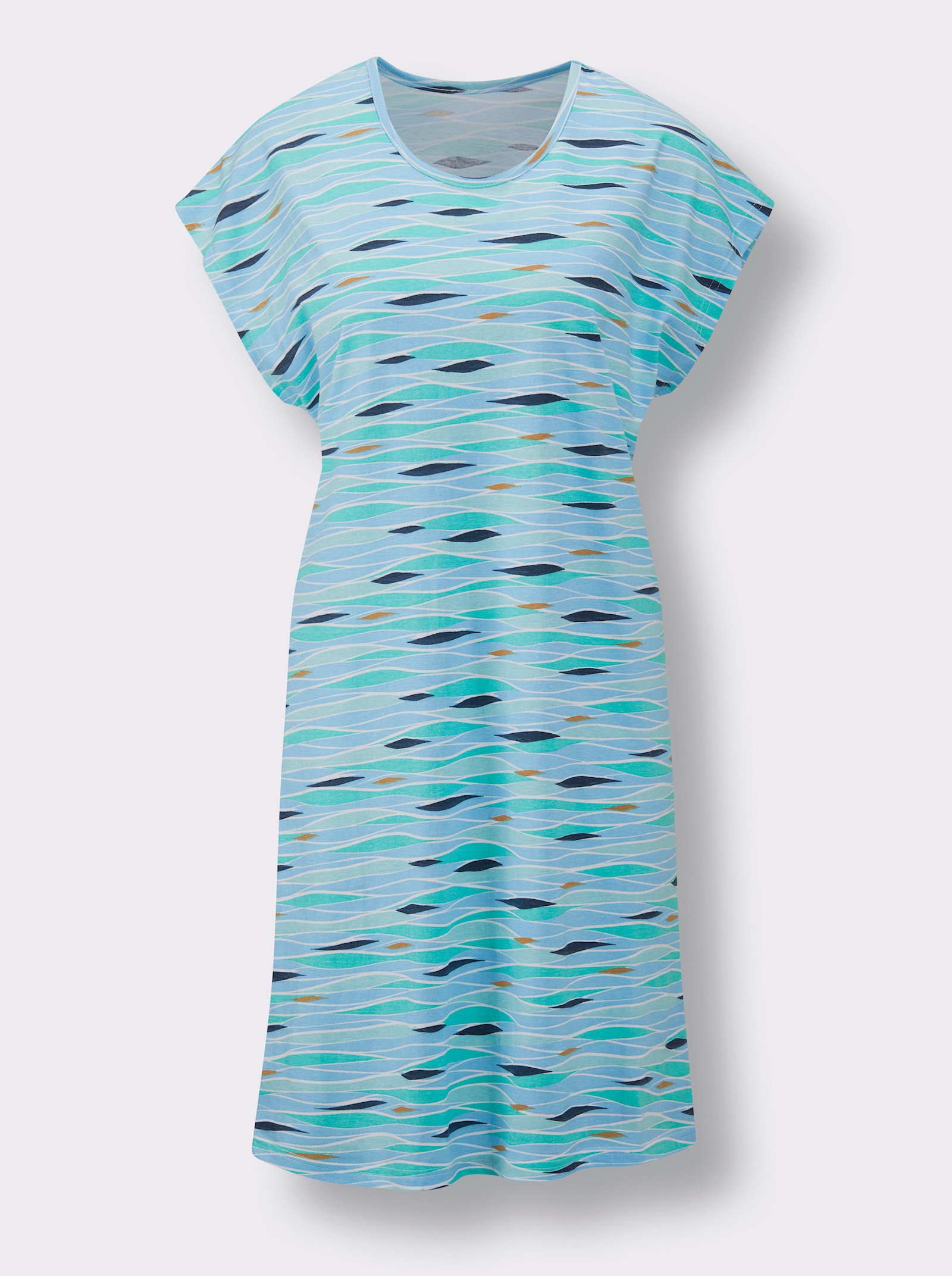 feel good Sommerkleid im Doppelpack - dunkelblau-bedruckt + aqua-bedruckt