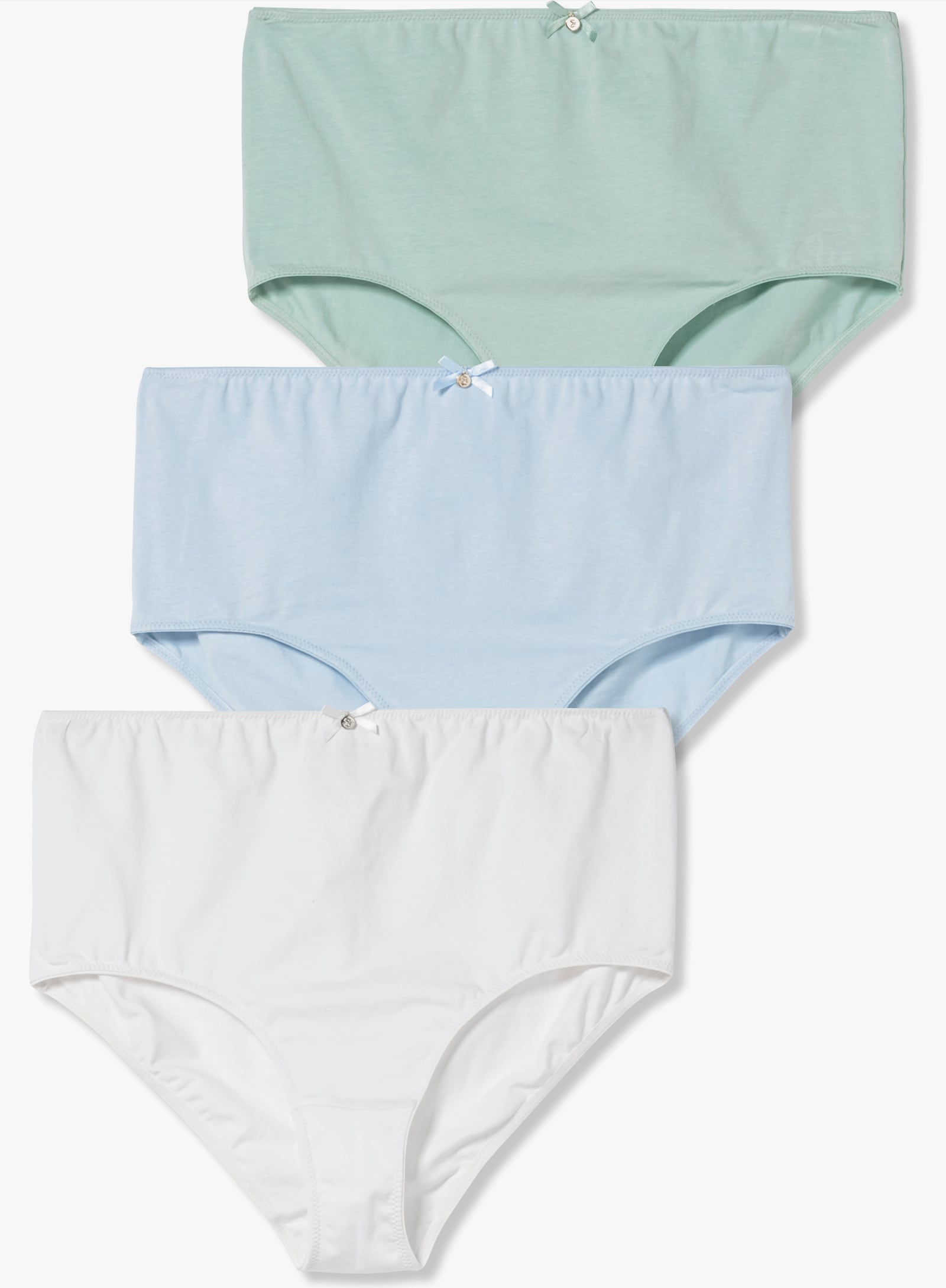 sheego Slip im 3er Pack, mit Zierschleife vorne - ecru+mint+hellblau