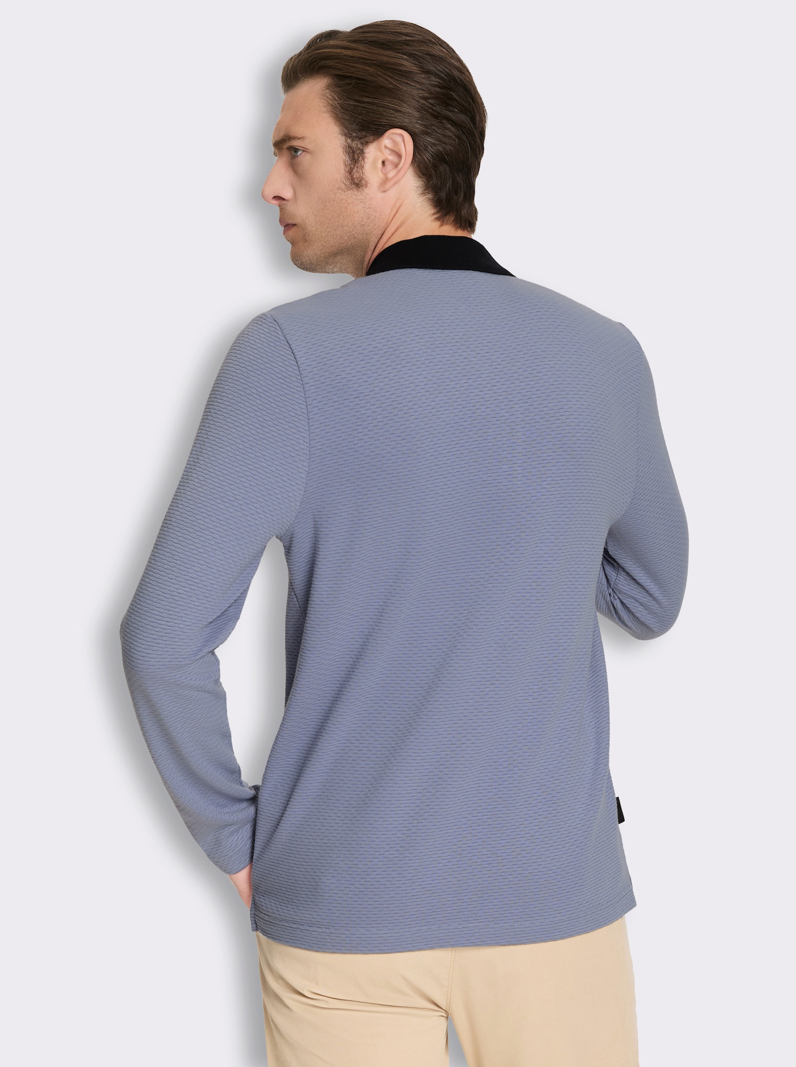 Marco Donati Langarm-Poloshirt mit Reißverschluss - taubenblau