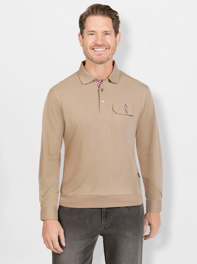 Hajo Poloshirt met lange mouwen - sesam