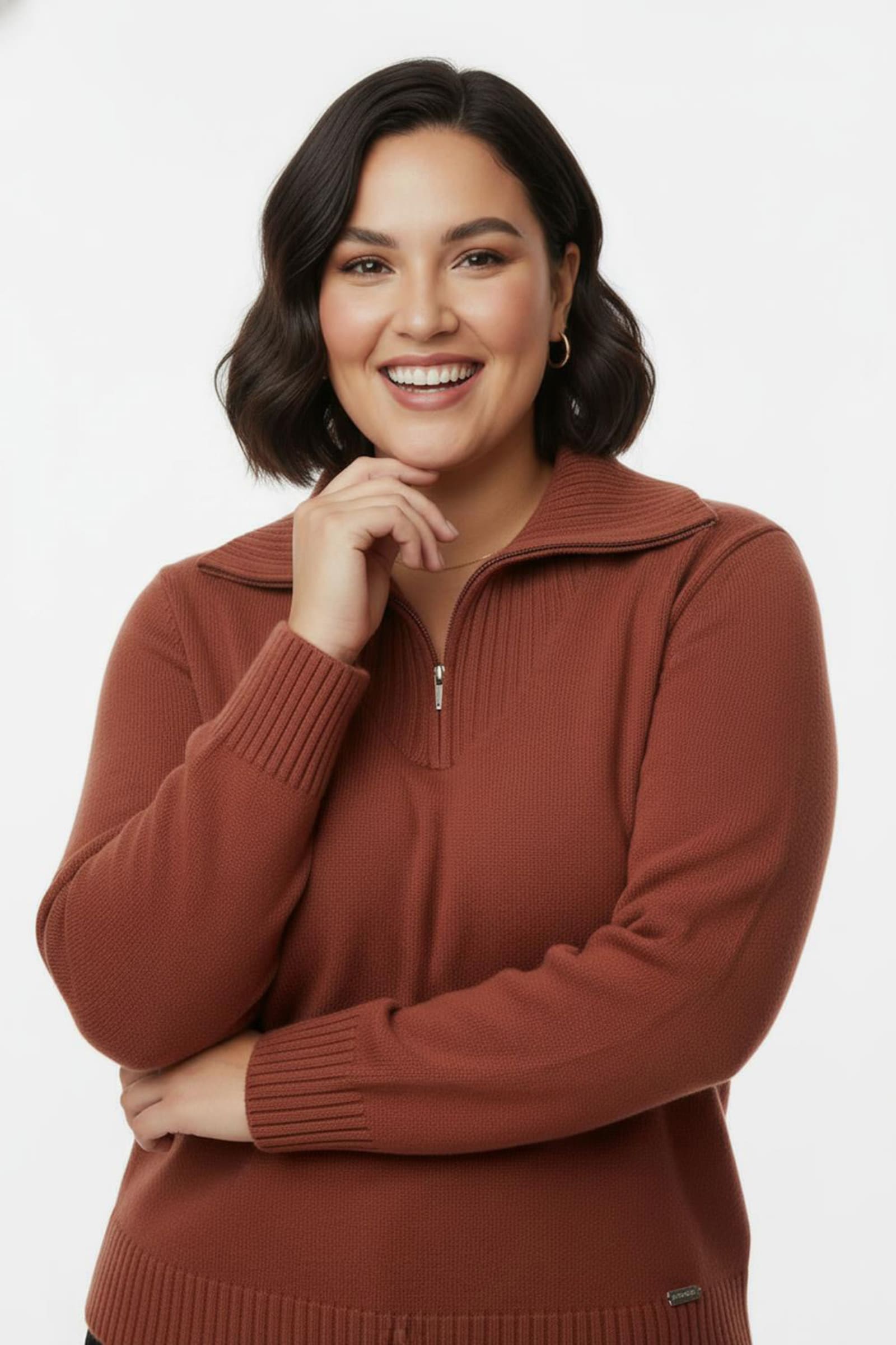 Troyer mit breiten Rippabschlüssen - rostrot