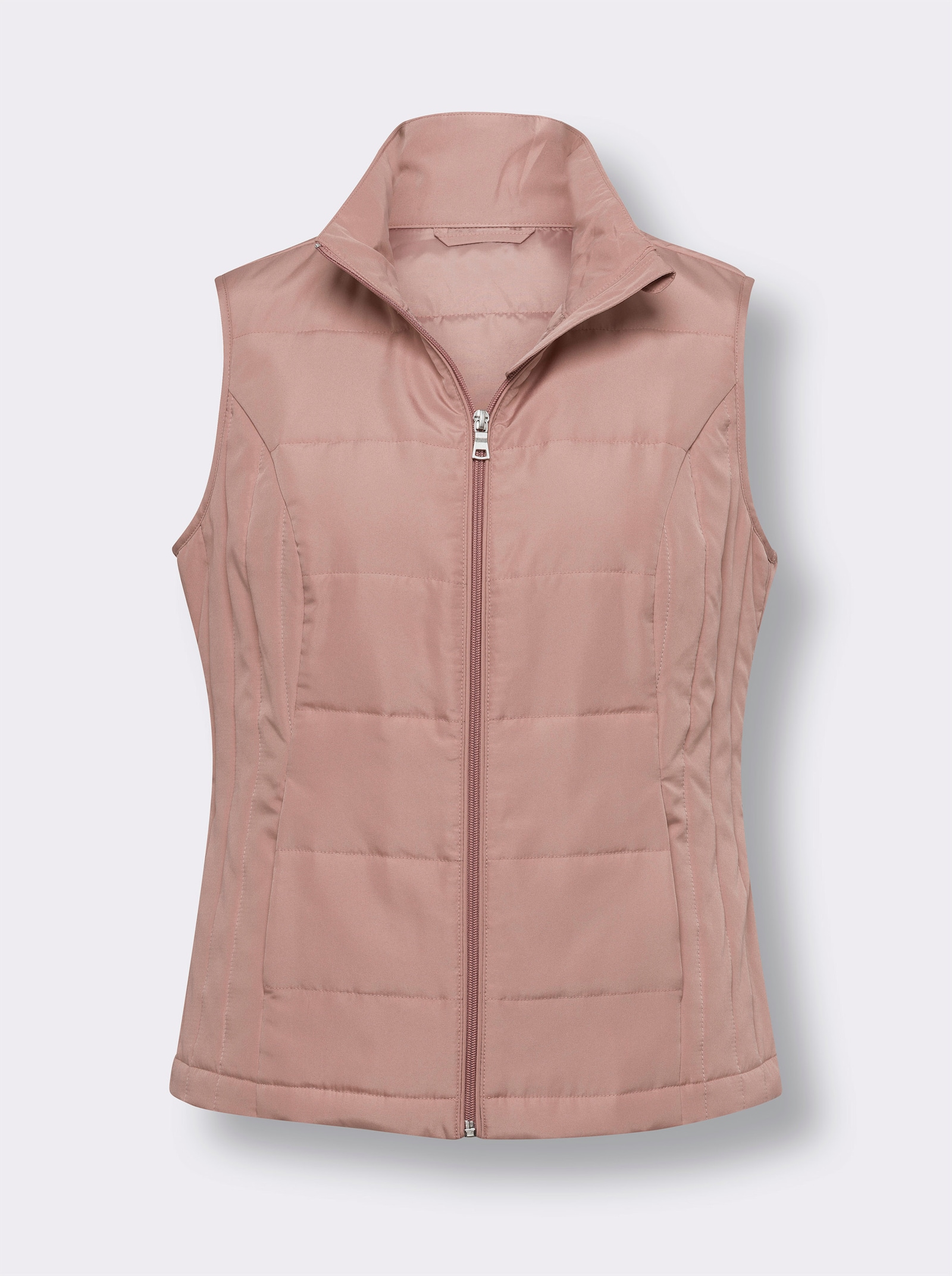 Prošívaná vesta s kapsami ve švu - růžové dřevo