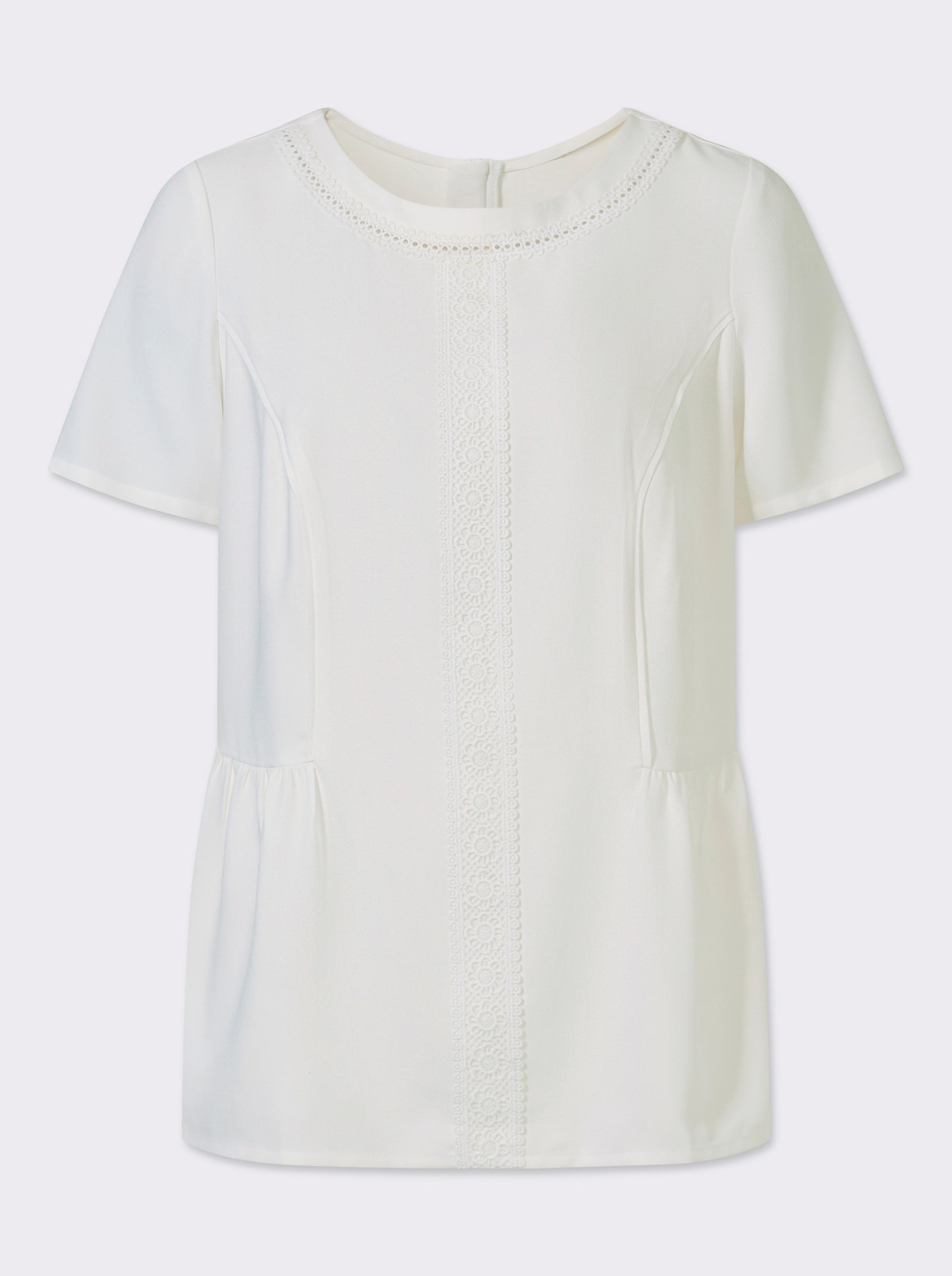 Schlupfbluse mit Spitze - ecru