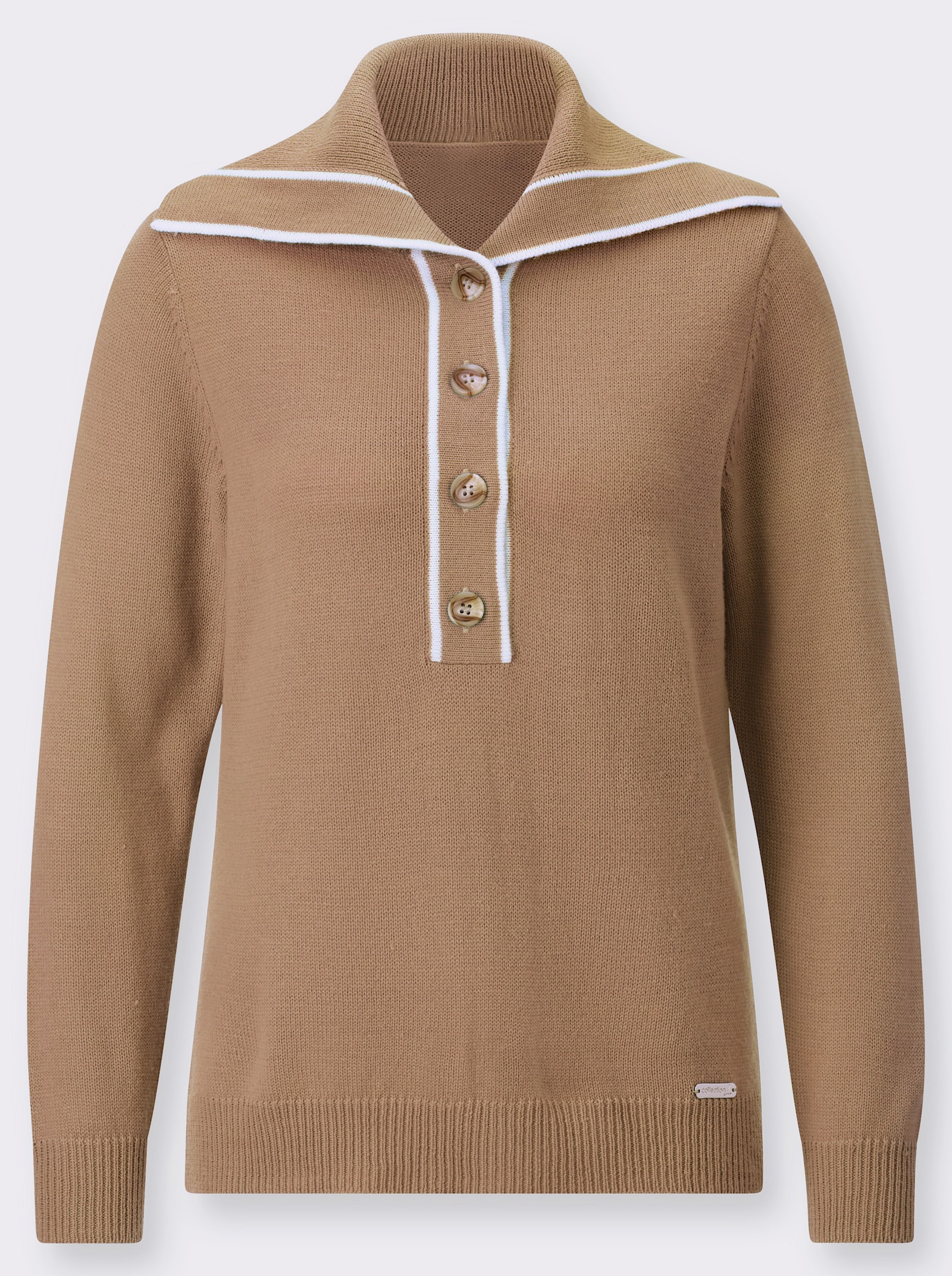 Pullover mit Troyerkragen - camel