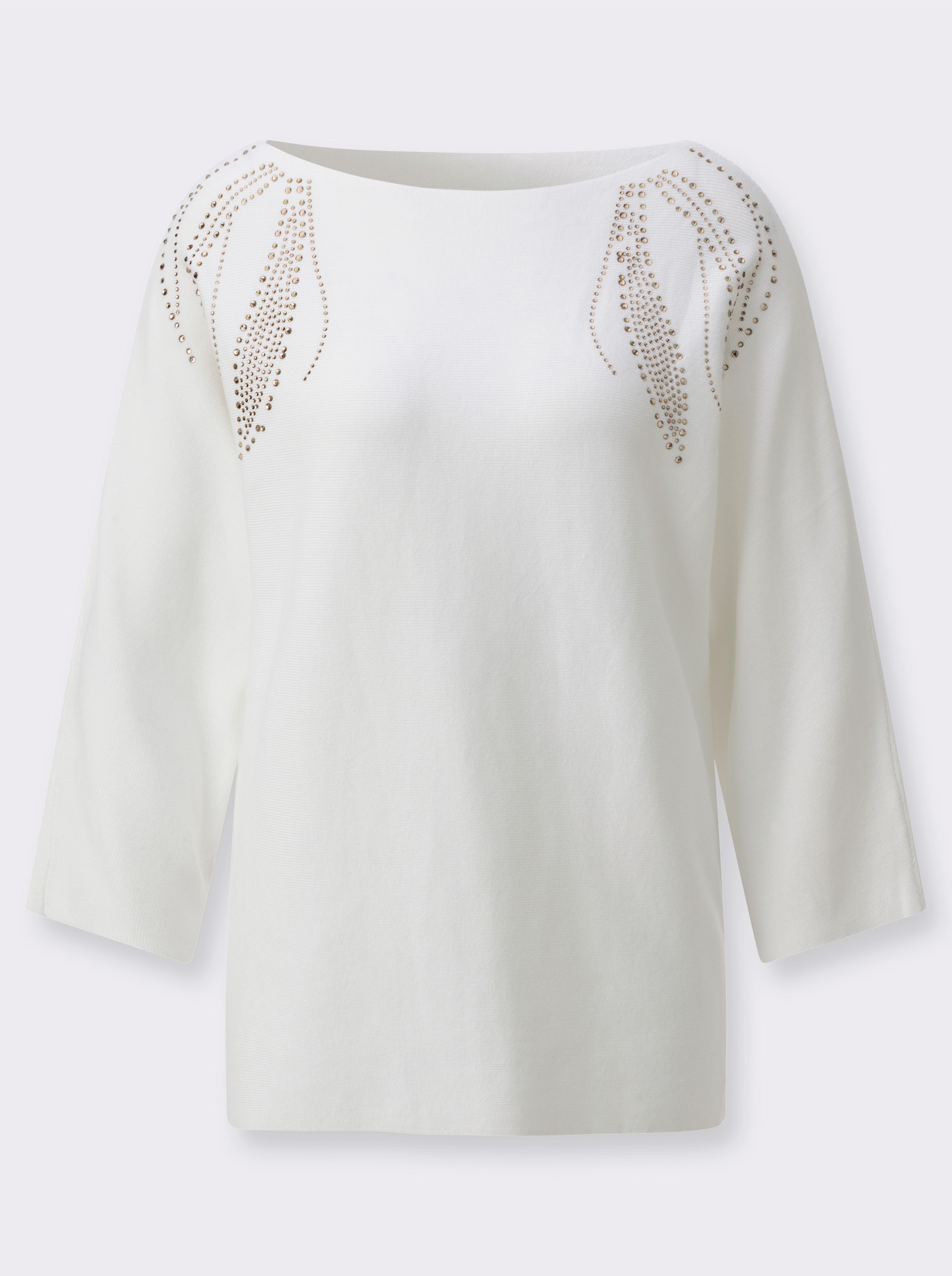 3/4 Arm-Pullover mit Fledermaus-Ärmeln - ecru