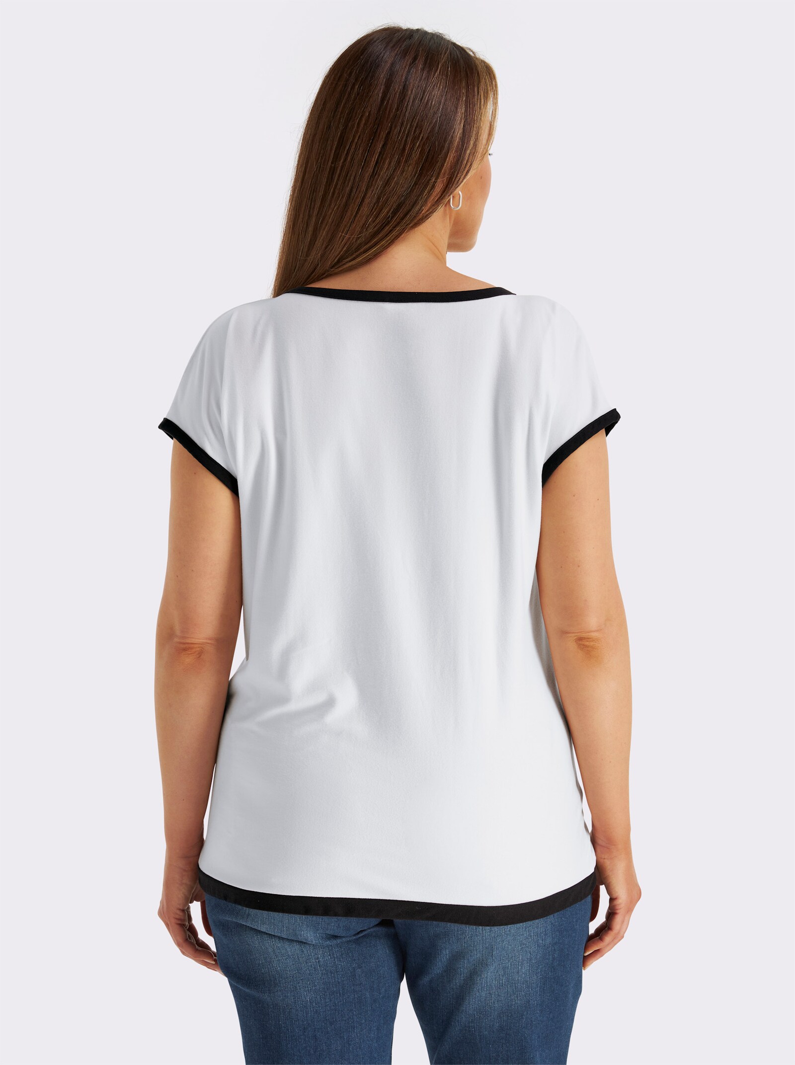 Print-Shirt mit U-Boot-Ausschnitt - ecru