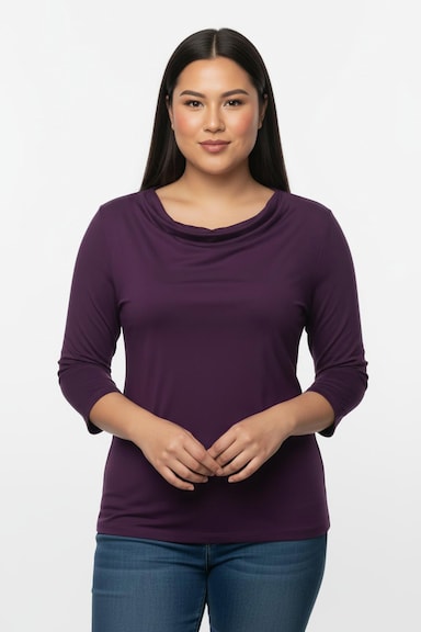 Wasserfallshirt mit 3/4-langen Ärmeln - beere