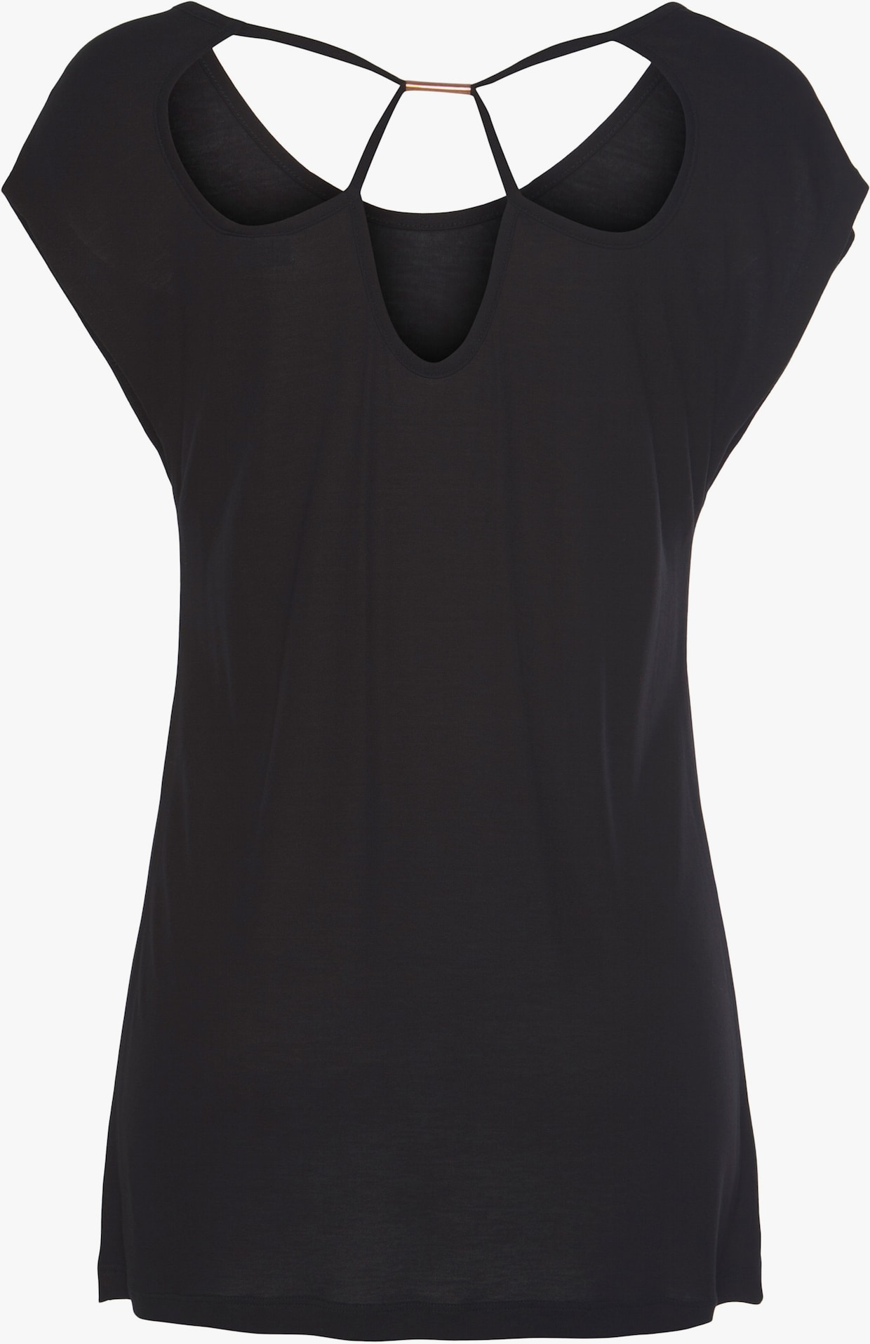 LASCANA Shirt met ronde hals - zwart