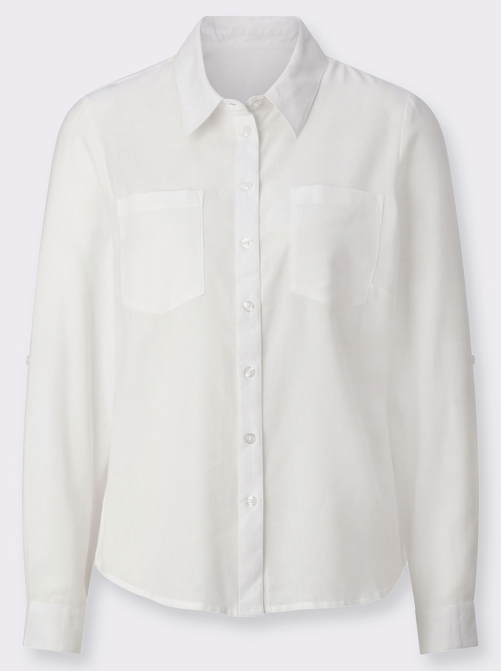 Flanellbluse mit Karomuster-Details - ecru