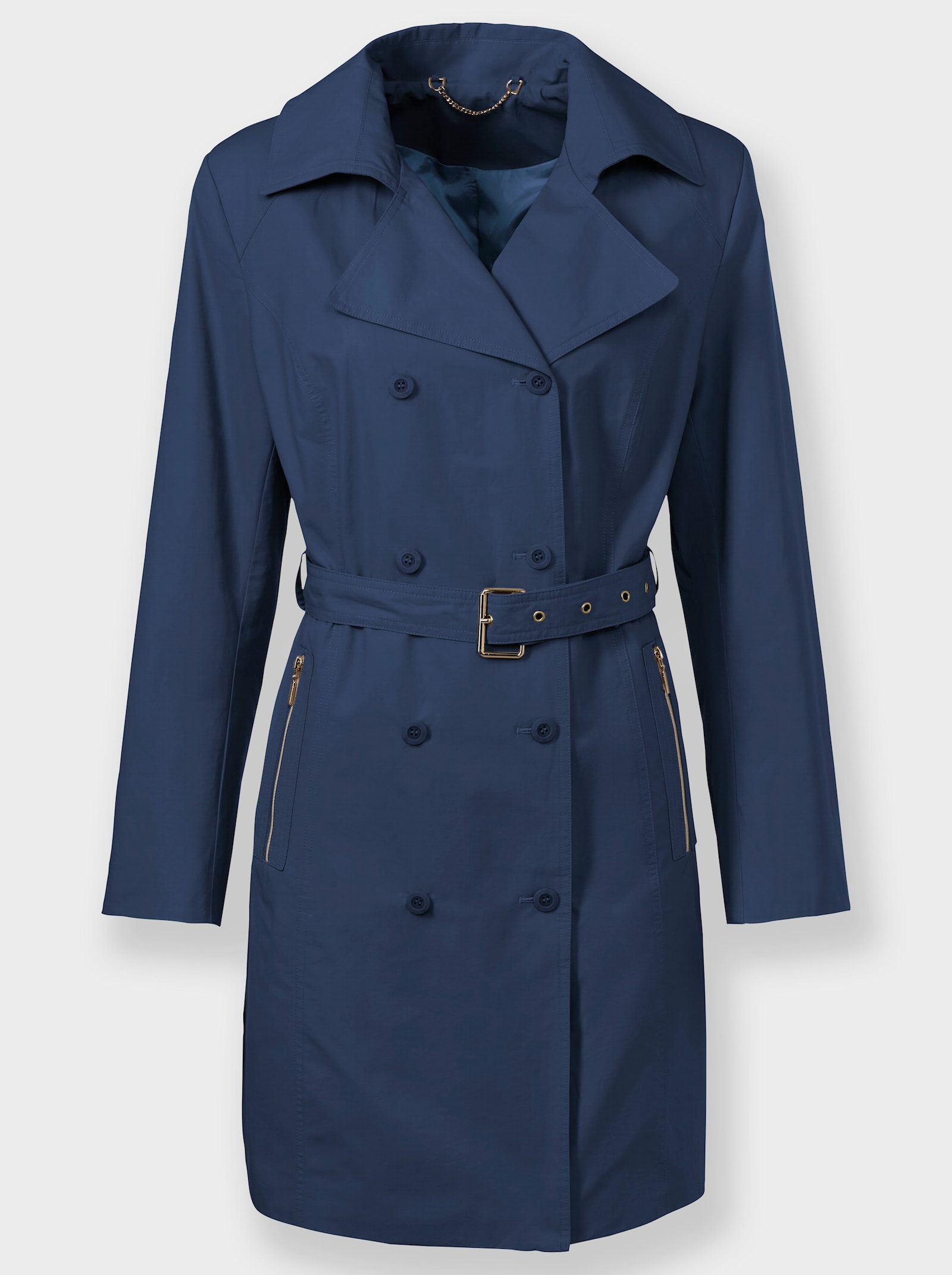 Trenchcoat met stoffen ceintuur - donkerblauw