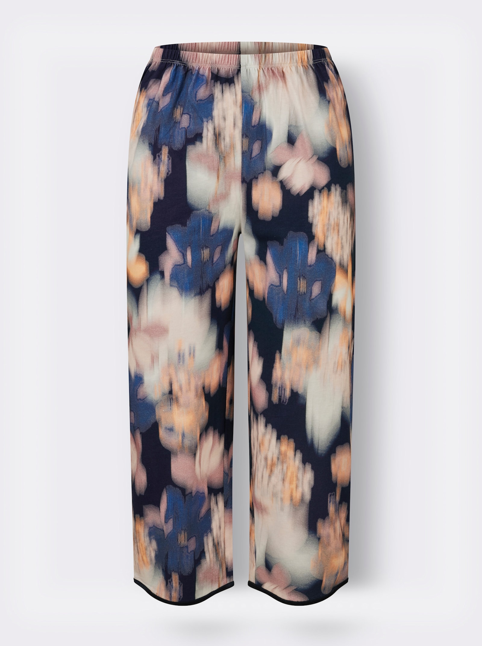 wäschepur Schlafanzug mit Satin-Paspel - marine-hellrosé-bedruckt