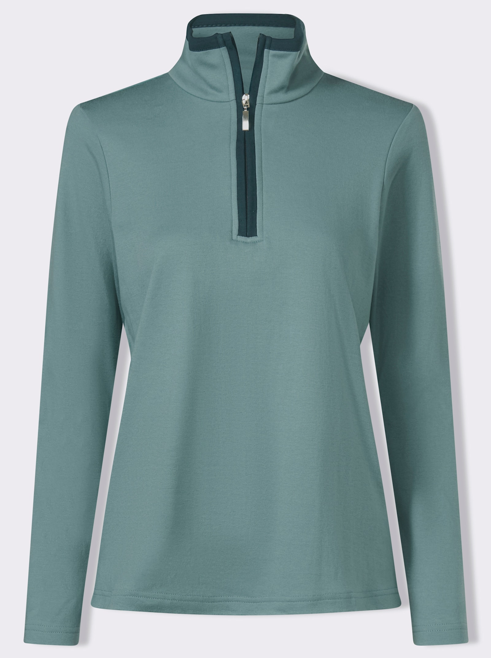 Sweatshirt mit Troyerkragen - jade