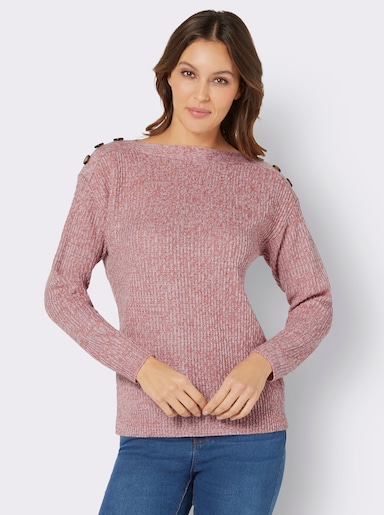 Pullover met boothals - rozenhout gemêleerd