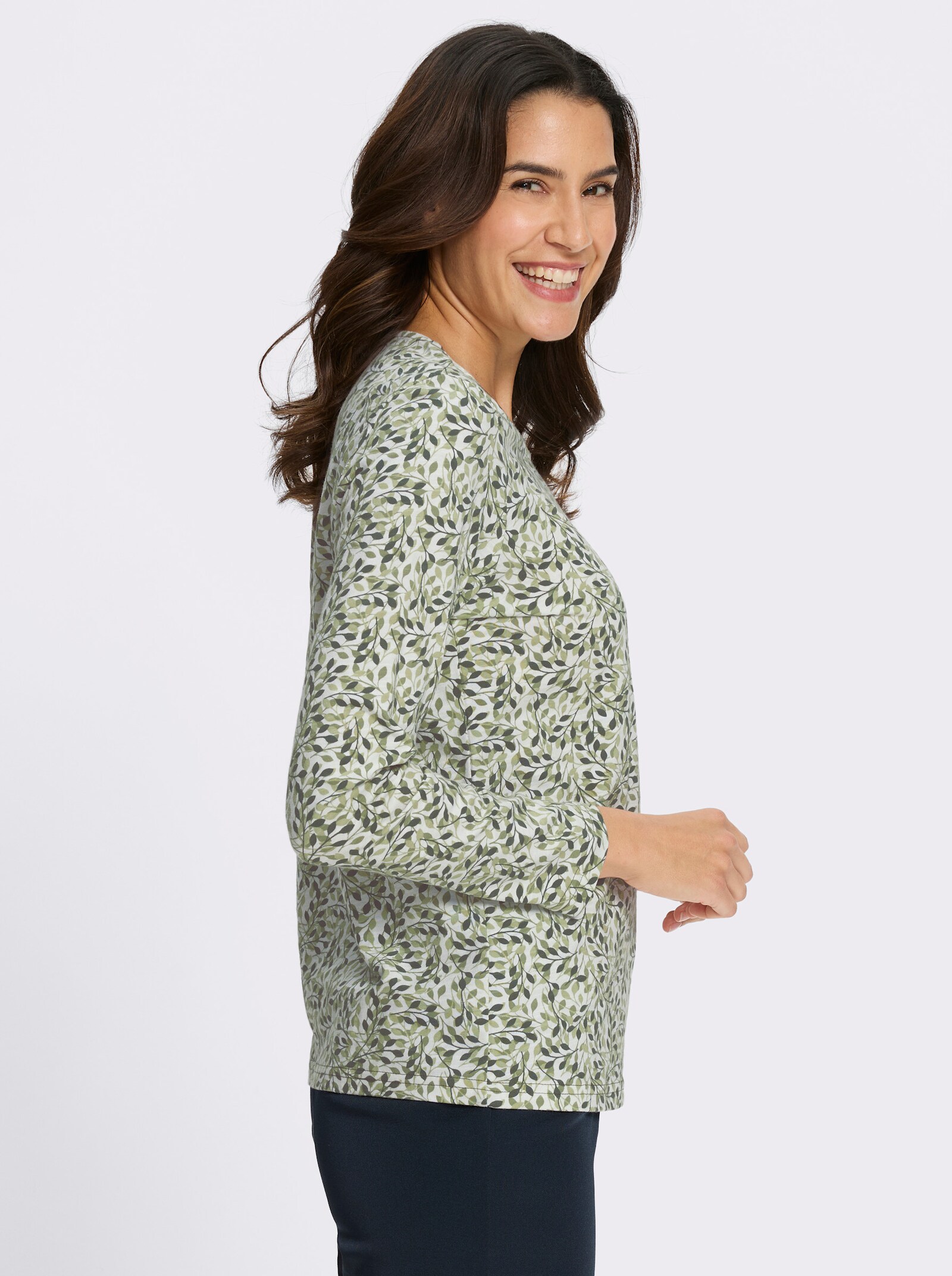 Print-Shirt - khaki-schilf-bedruckt