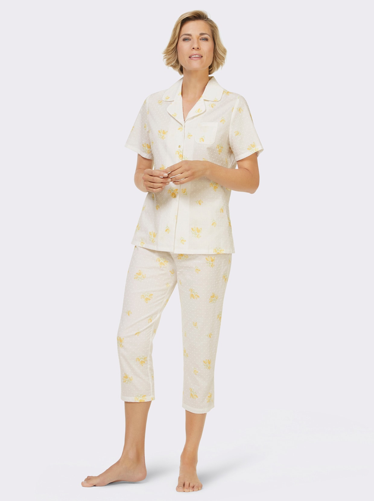 wäschepur Pyjama - weiß-gelb