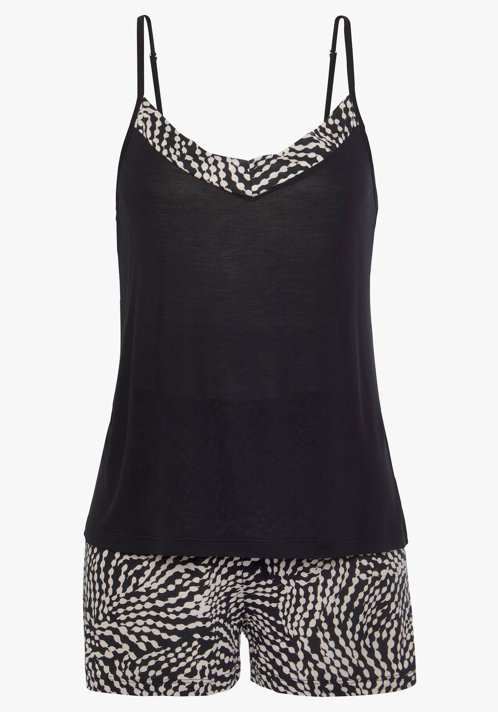 LASCANA shortama - zwart/wit gestippeld