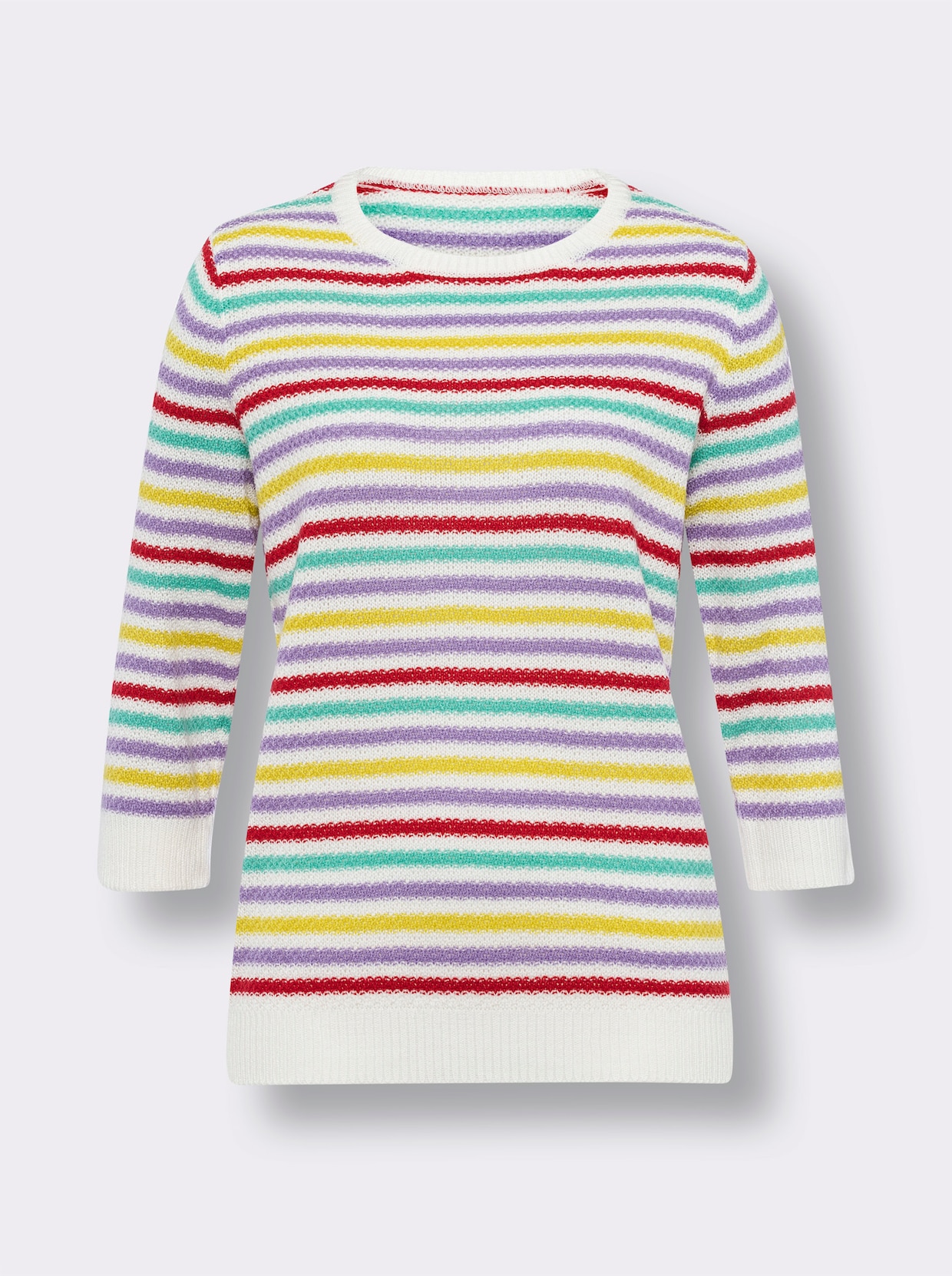 Gestreepte pullover - ecru/aardbei gestreept