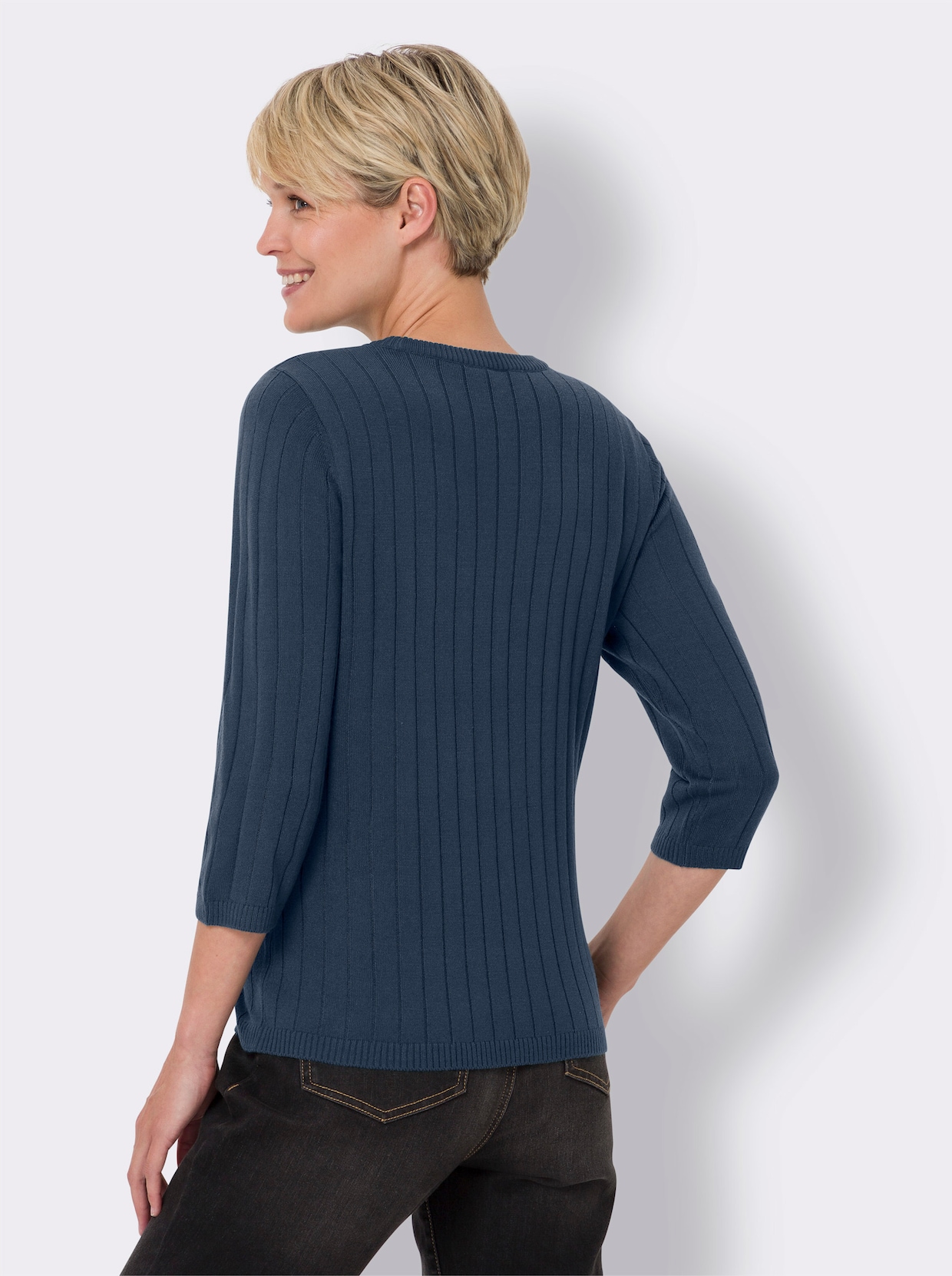 Pullover met 3/4-mouwen - donkerblauw