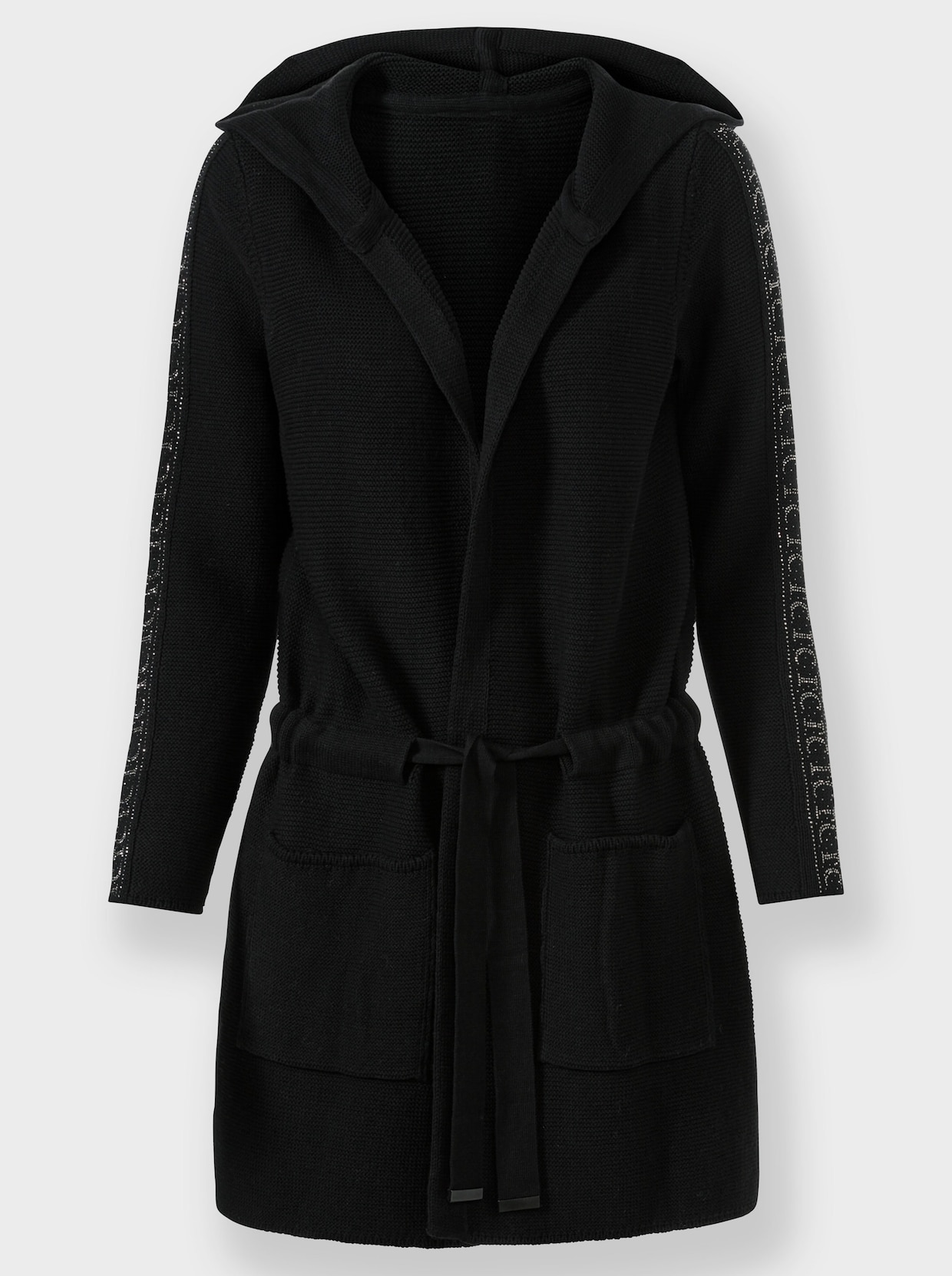 heine Gebreid vest met capuchon - zwart
