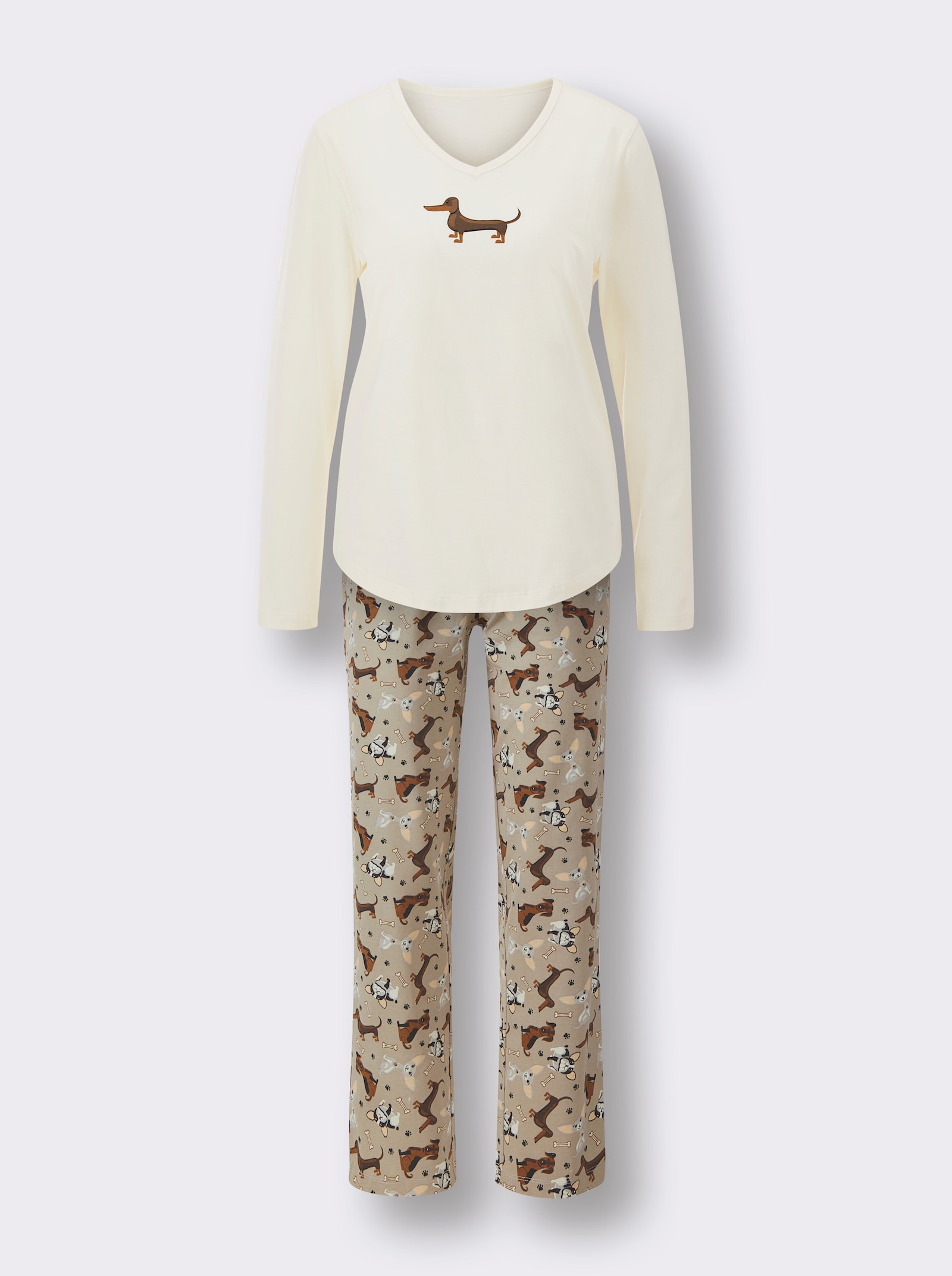 wäschepur Pyjama avec motifs chiens - couleur ivoire-sésame imprimé