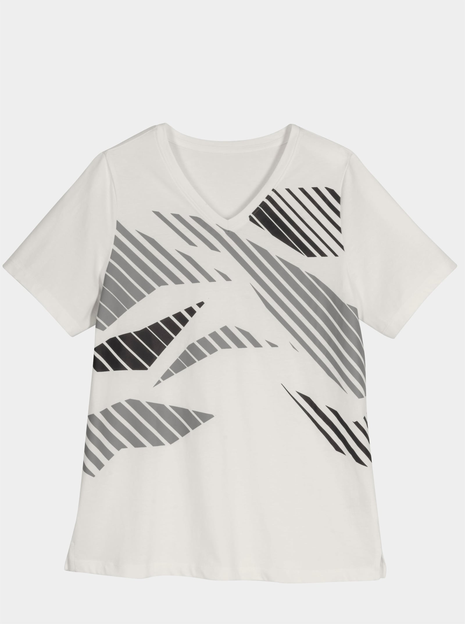 Freizeitshirt mit Seitenschlitzen - ecru-bedruckt