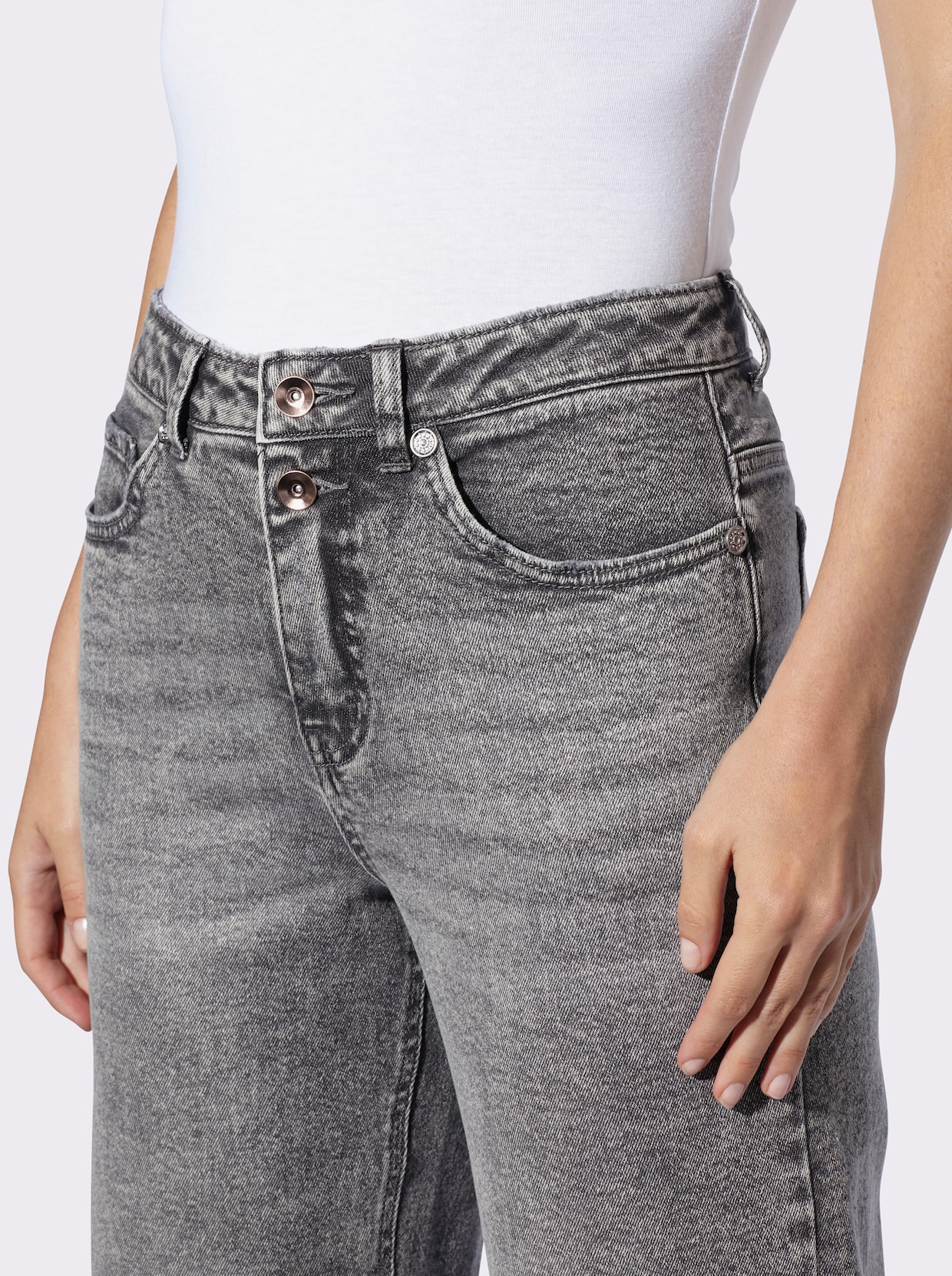 heine 5-Pocket-Jeans mit Ziernieten - grey denim