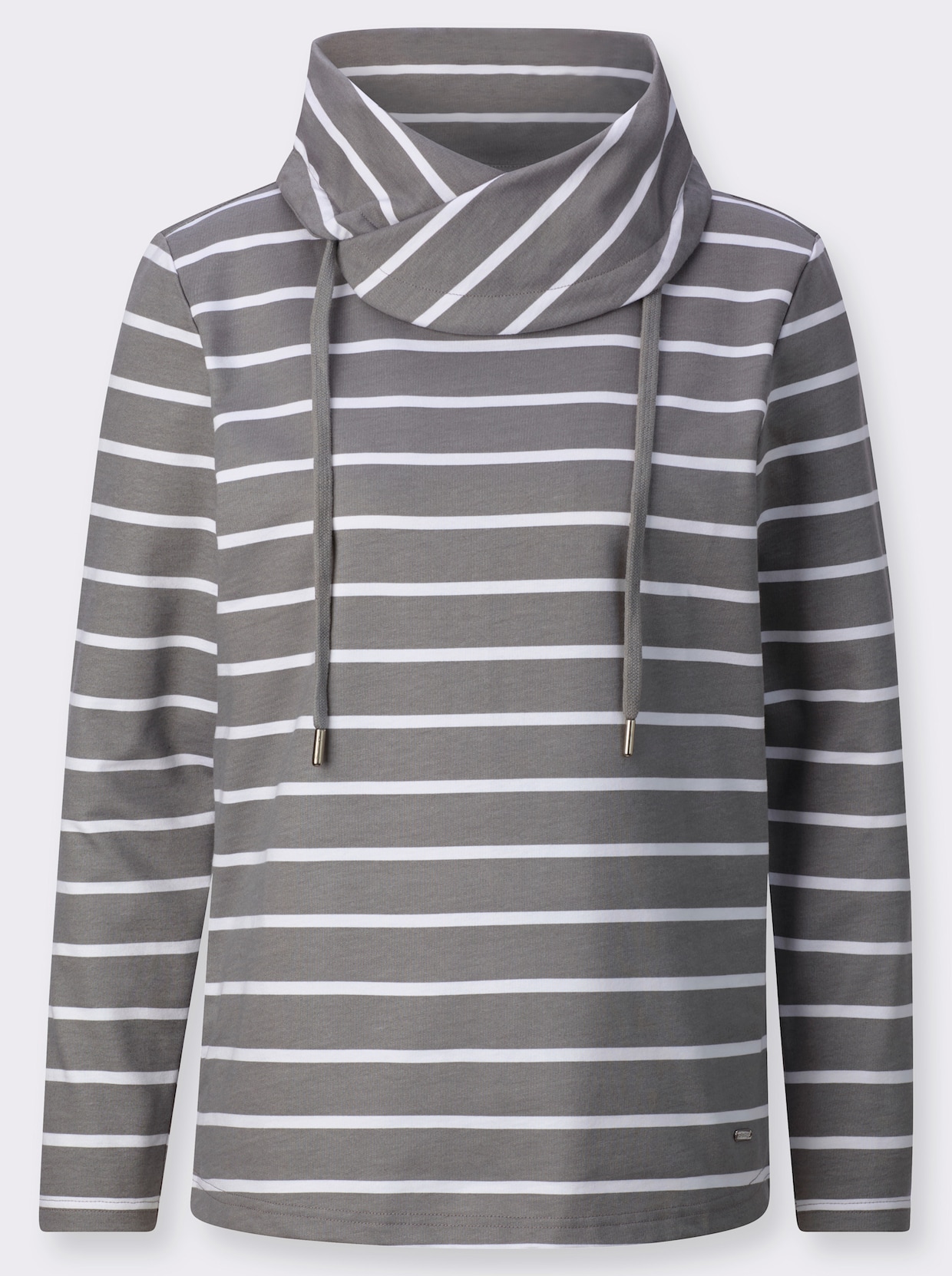 Sweatshirt - grau-weiß-geringelt