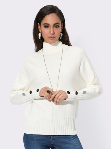 Stehkragenpullover im hochwertigen Modal-Mix - ecru