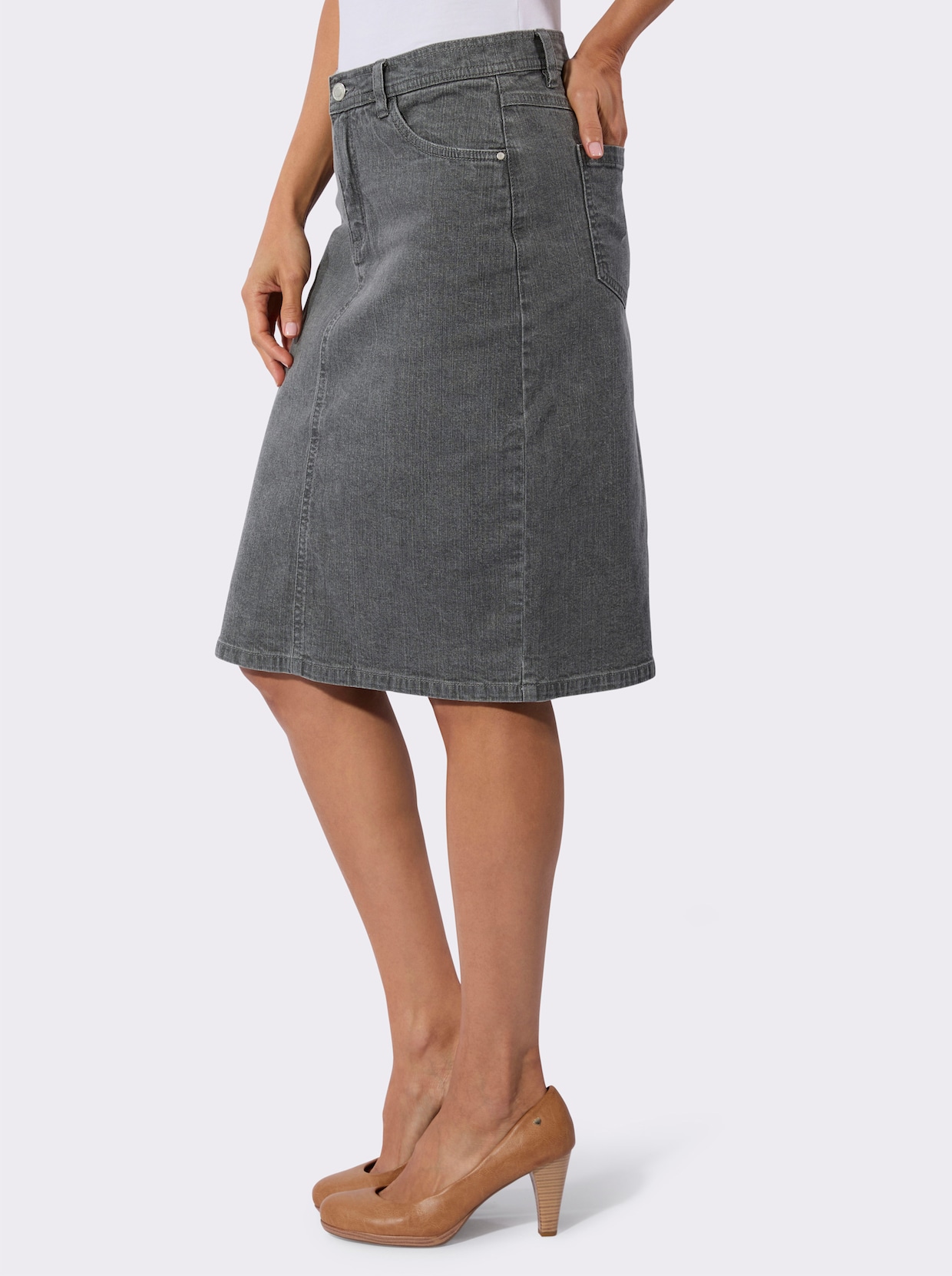 Jeansrock in 5-Pocket-Form - grey-denim