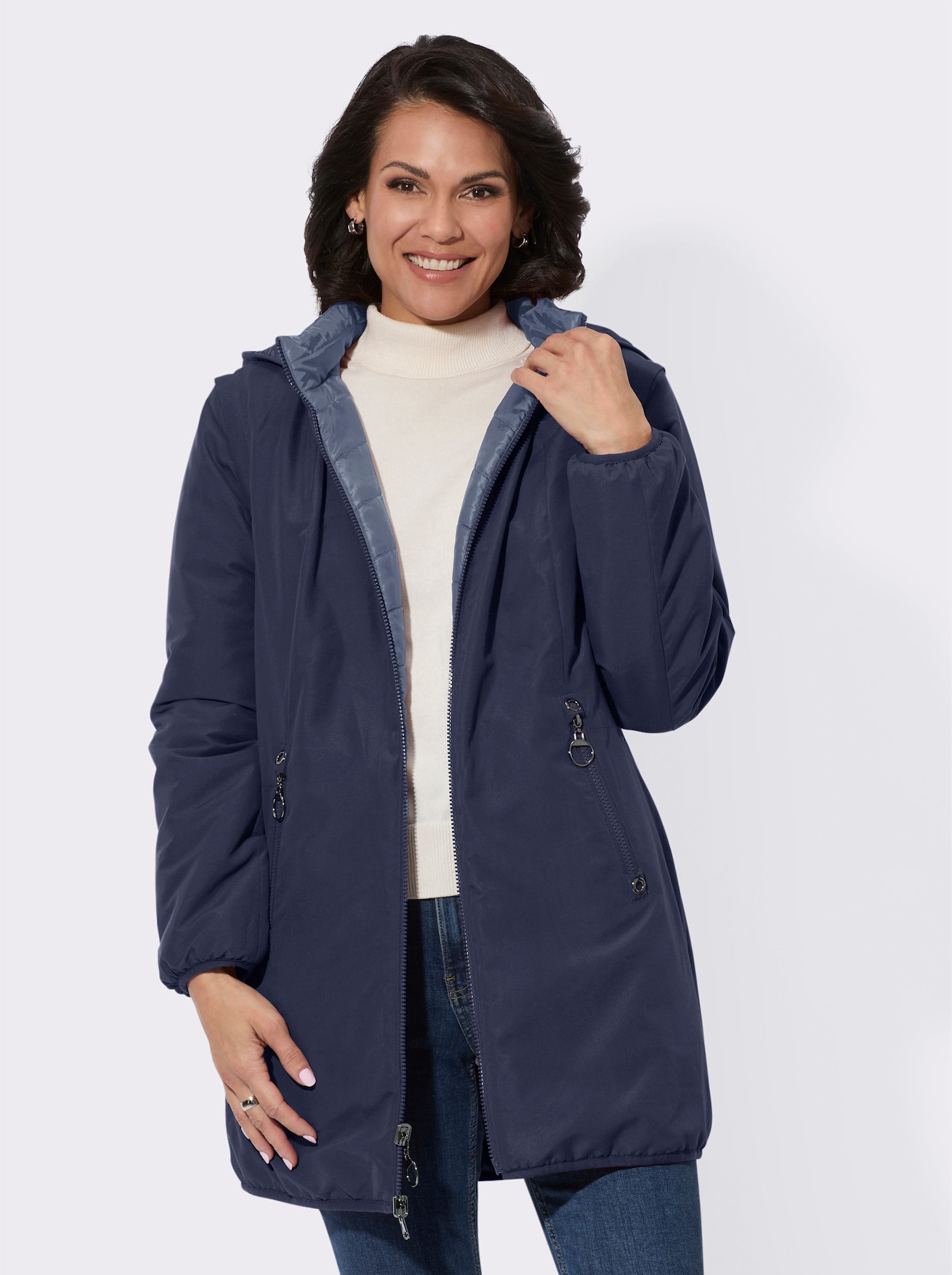 Longjacke mit Wendefunktion - rauchblau
