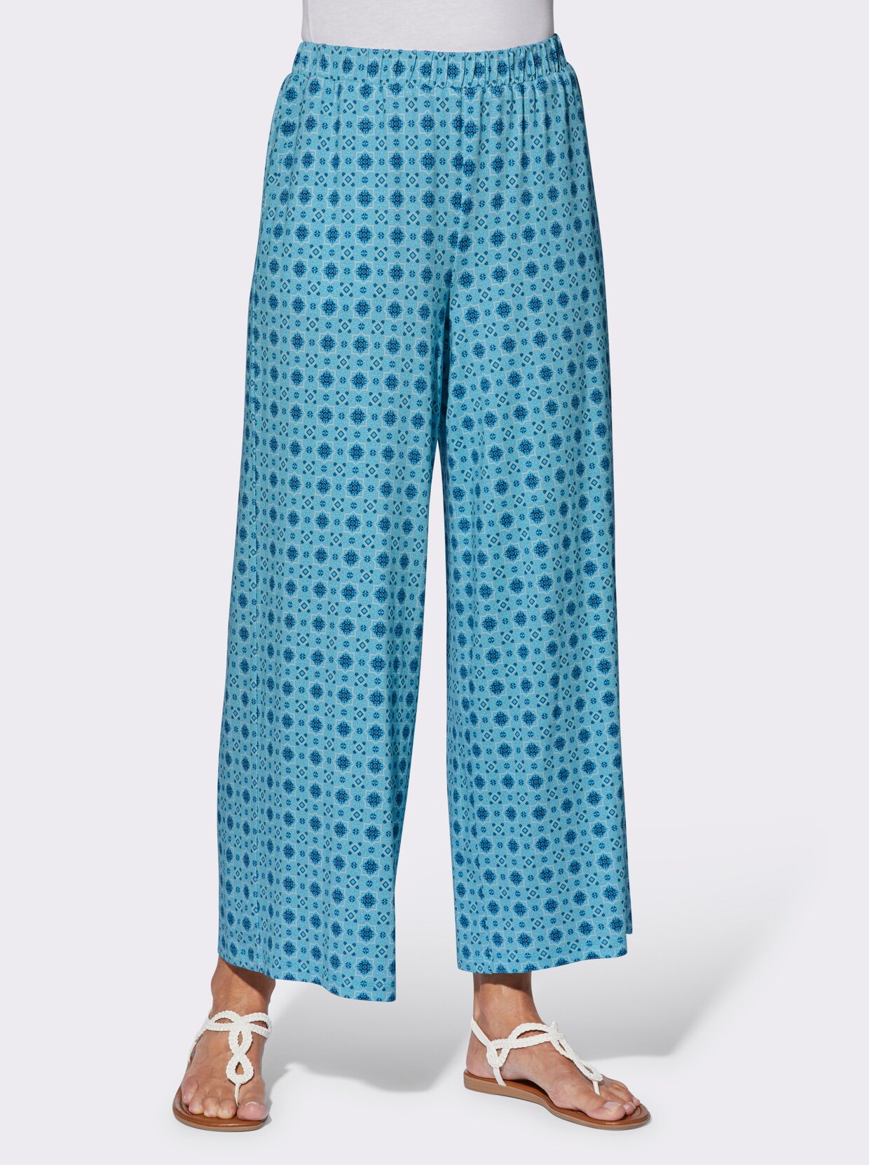 Culotte - aqua-jeansblau-bedruckt