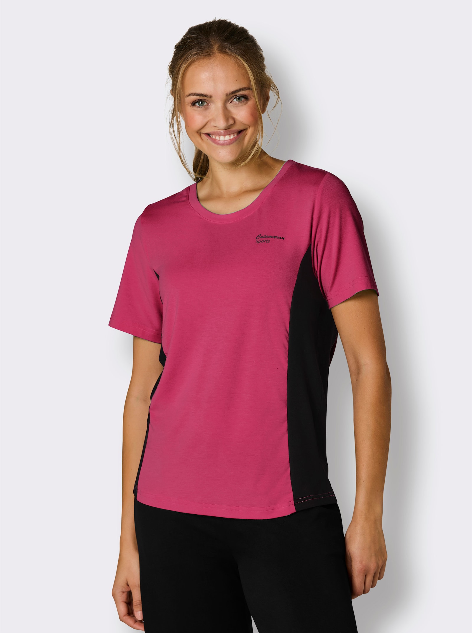 Catamaran Sports Funktionsshirt mit Kontrast-Einsätzen - magenta