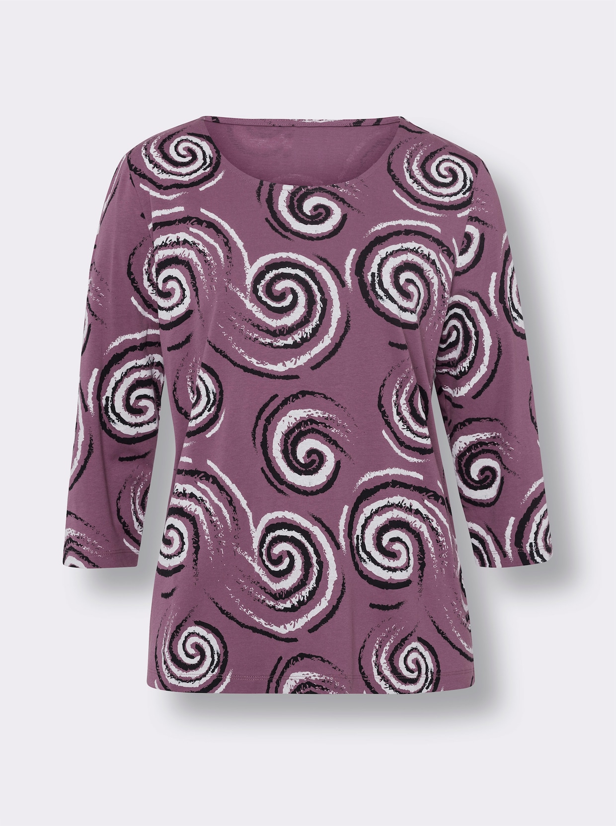 3/4-Arm-Shirt - violett-schwarz-bedruckt