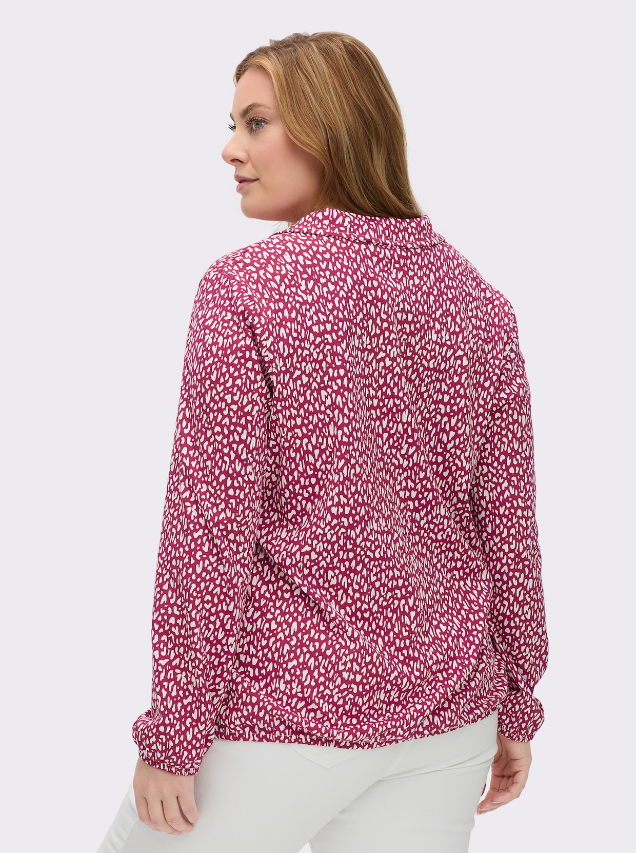 Langarmshirt - kirsche-weiß-bedruckt