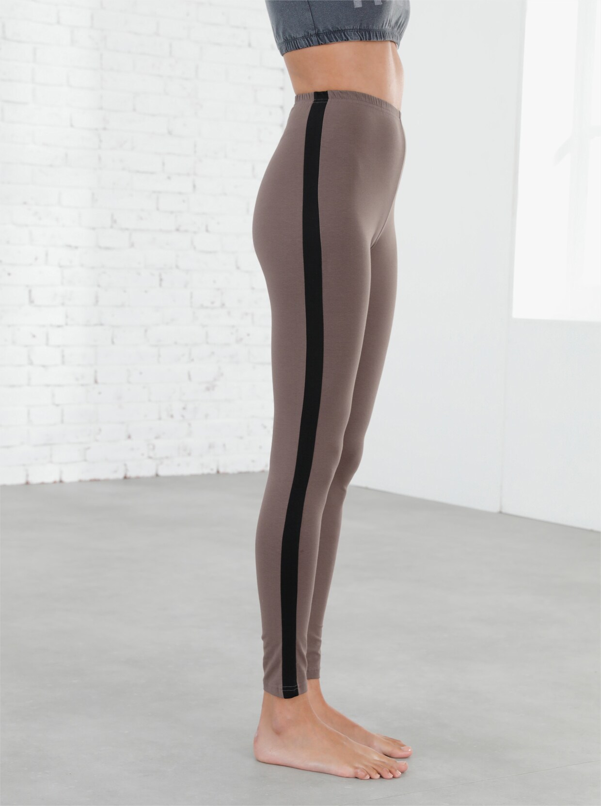 Legging - zwart + donkertaupe
