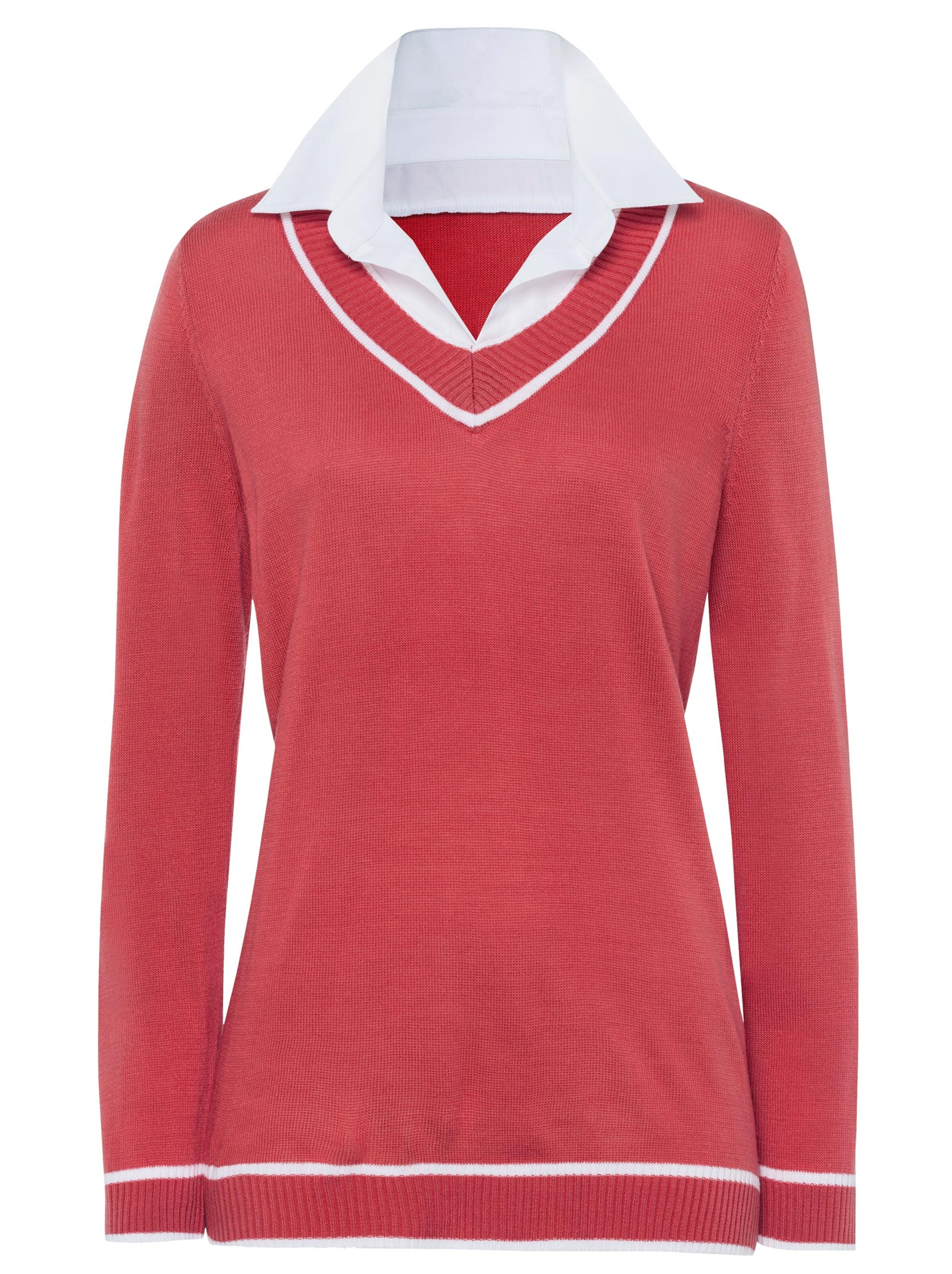 Pullover - koralle-weiß