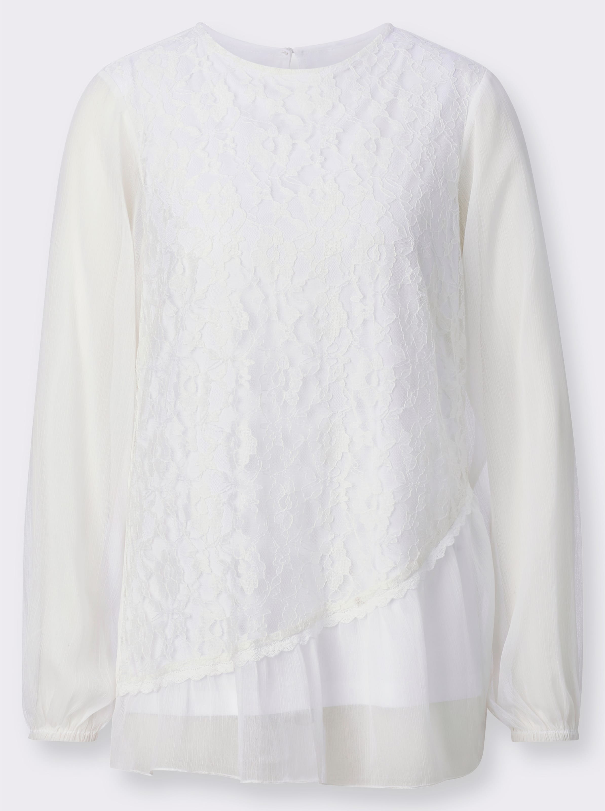 Homlan Top van mesh voor dames, kant, lange mouwen, sexy mesh top, transparante blouse met bloemenpatroon, Zwart, S