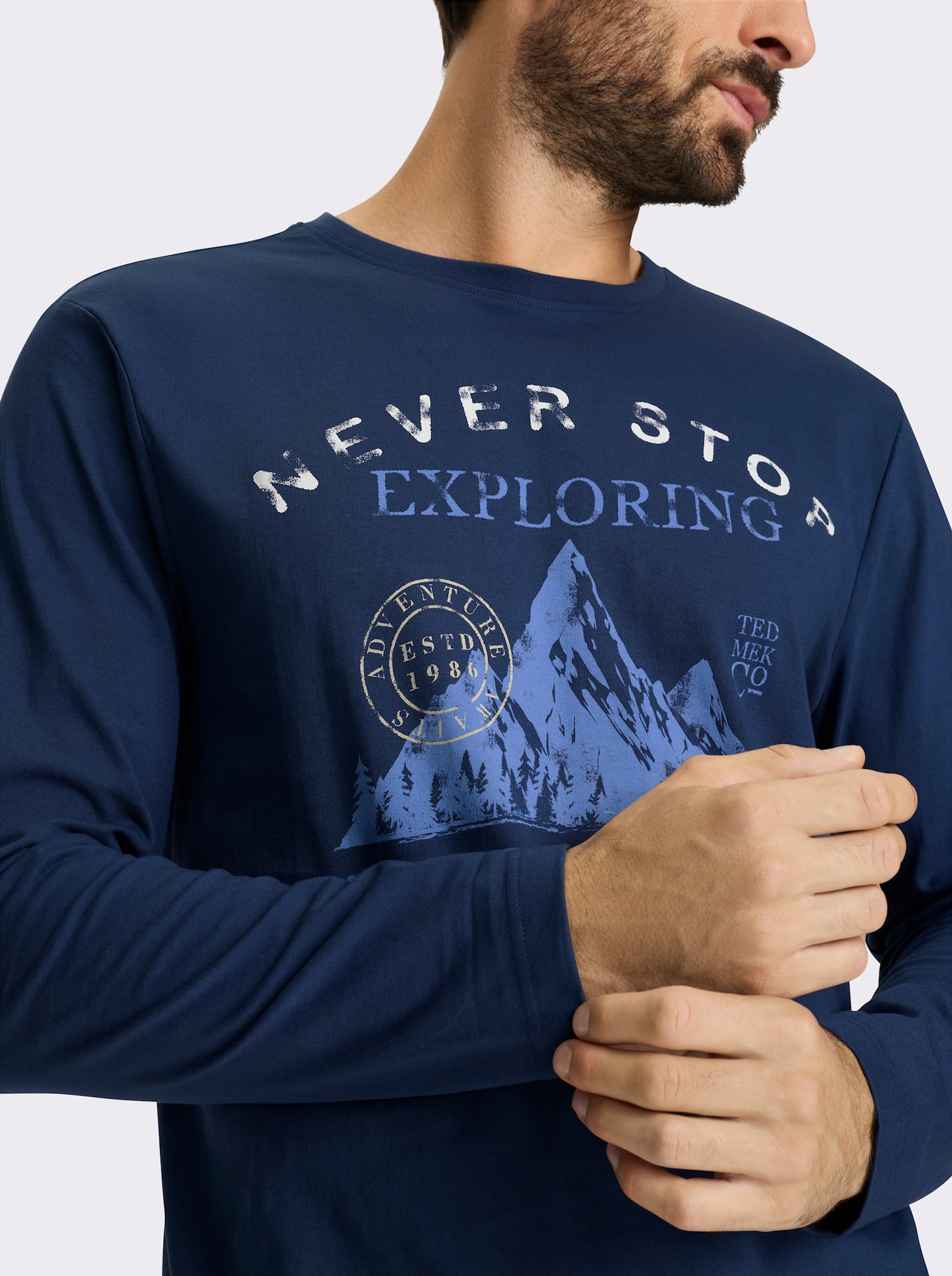 Catamaran Langarmshirt mit Front-Print - dunkelblau-bedruckt