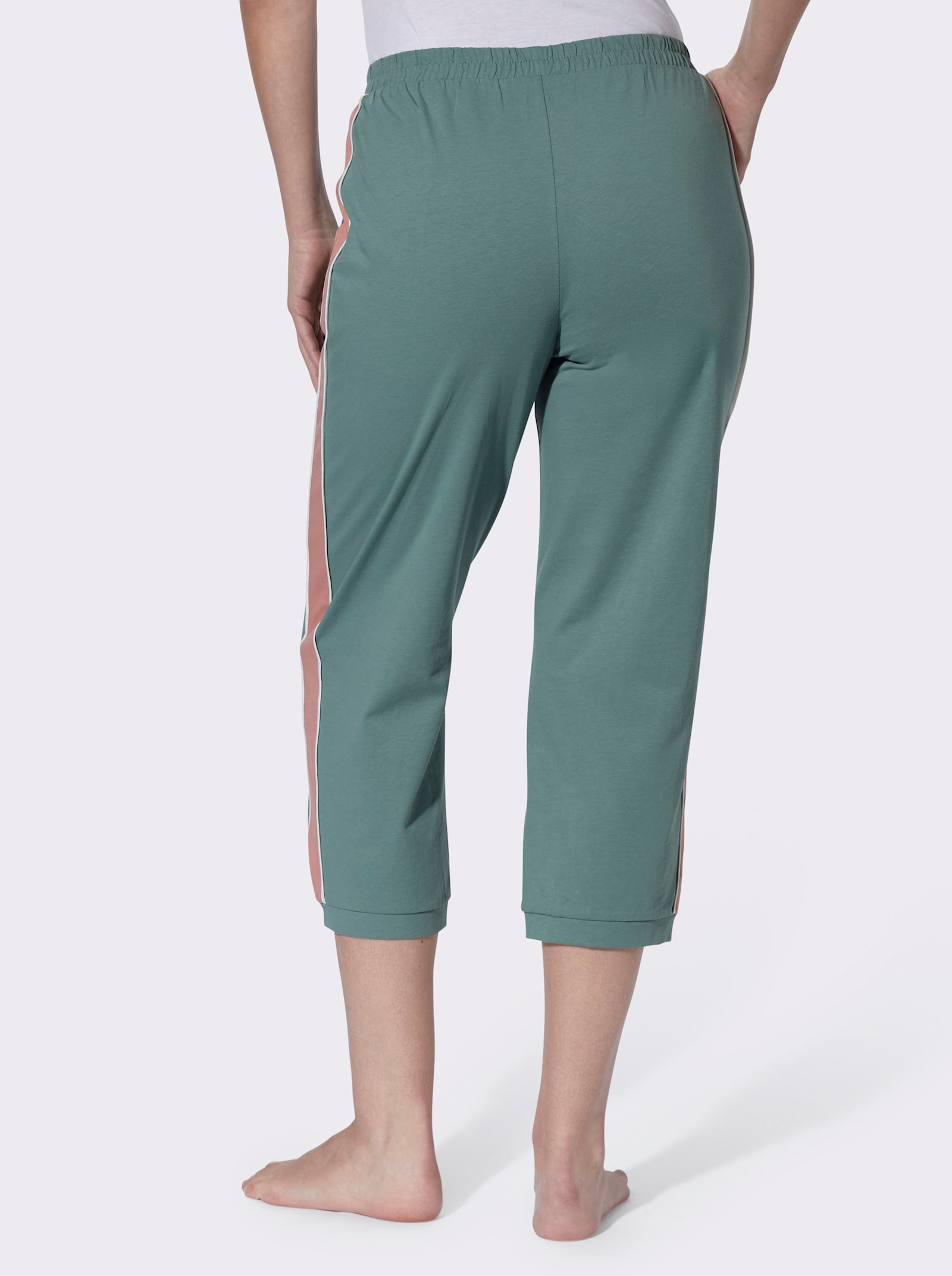 Freizeithose mit Galonstreifen - jade