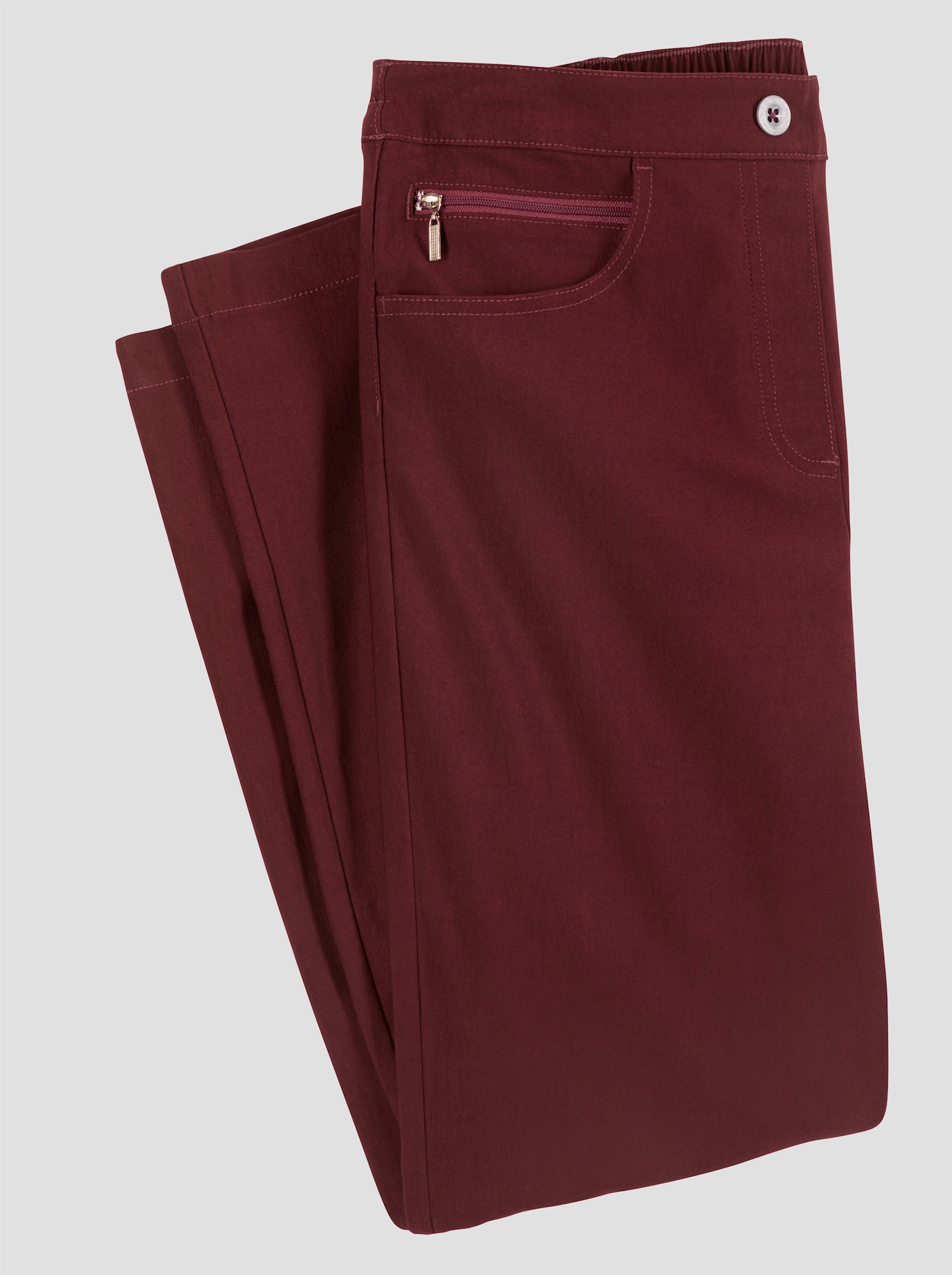 Bengalinebroek met sierritssluitingen - bordeaux